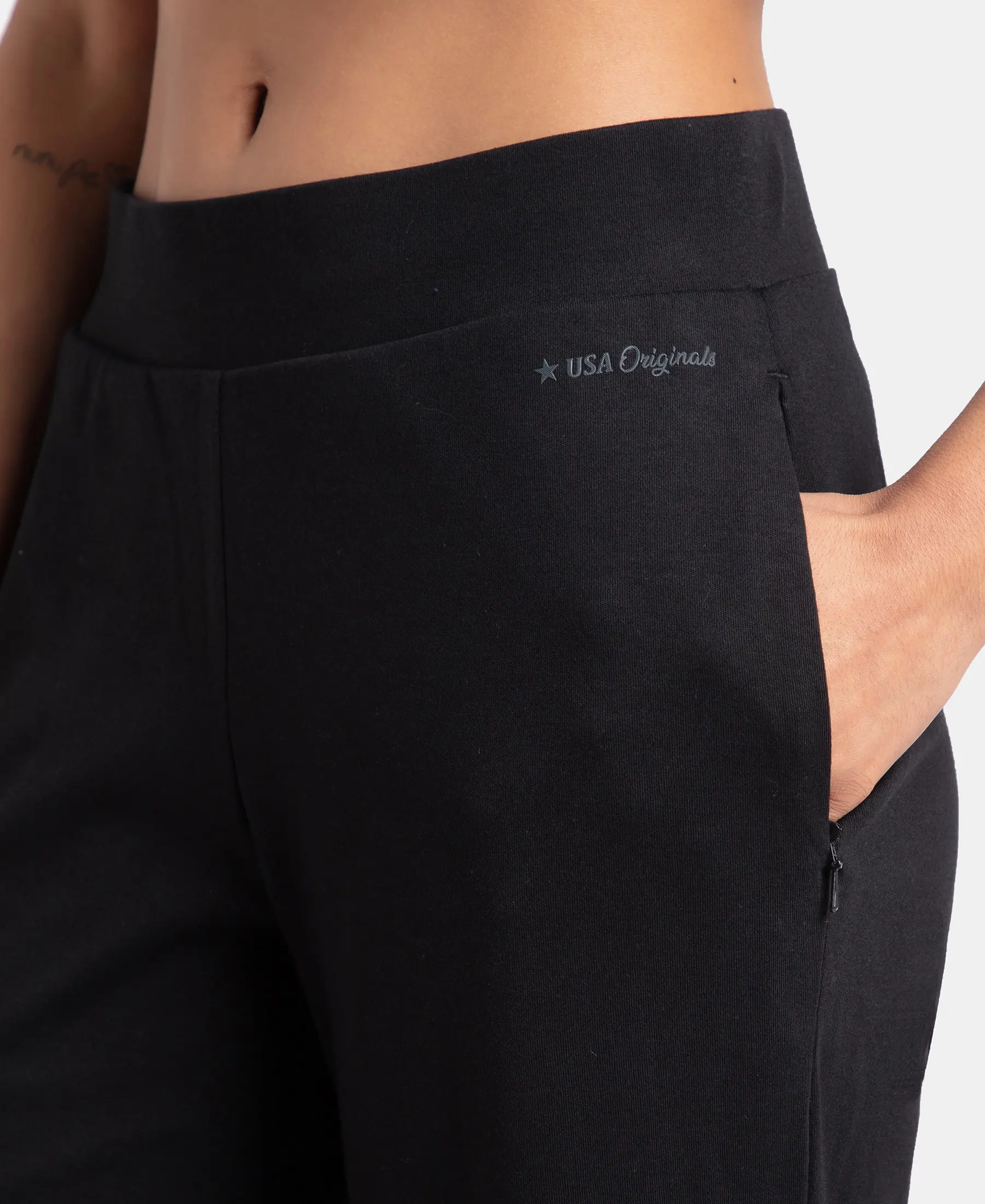 Super Combed Cotton Rich Relaxed Fit Wide Leg Pants with Zipper Pockets - Black - Image 6