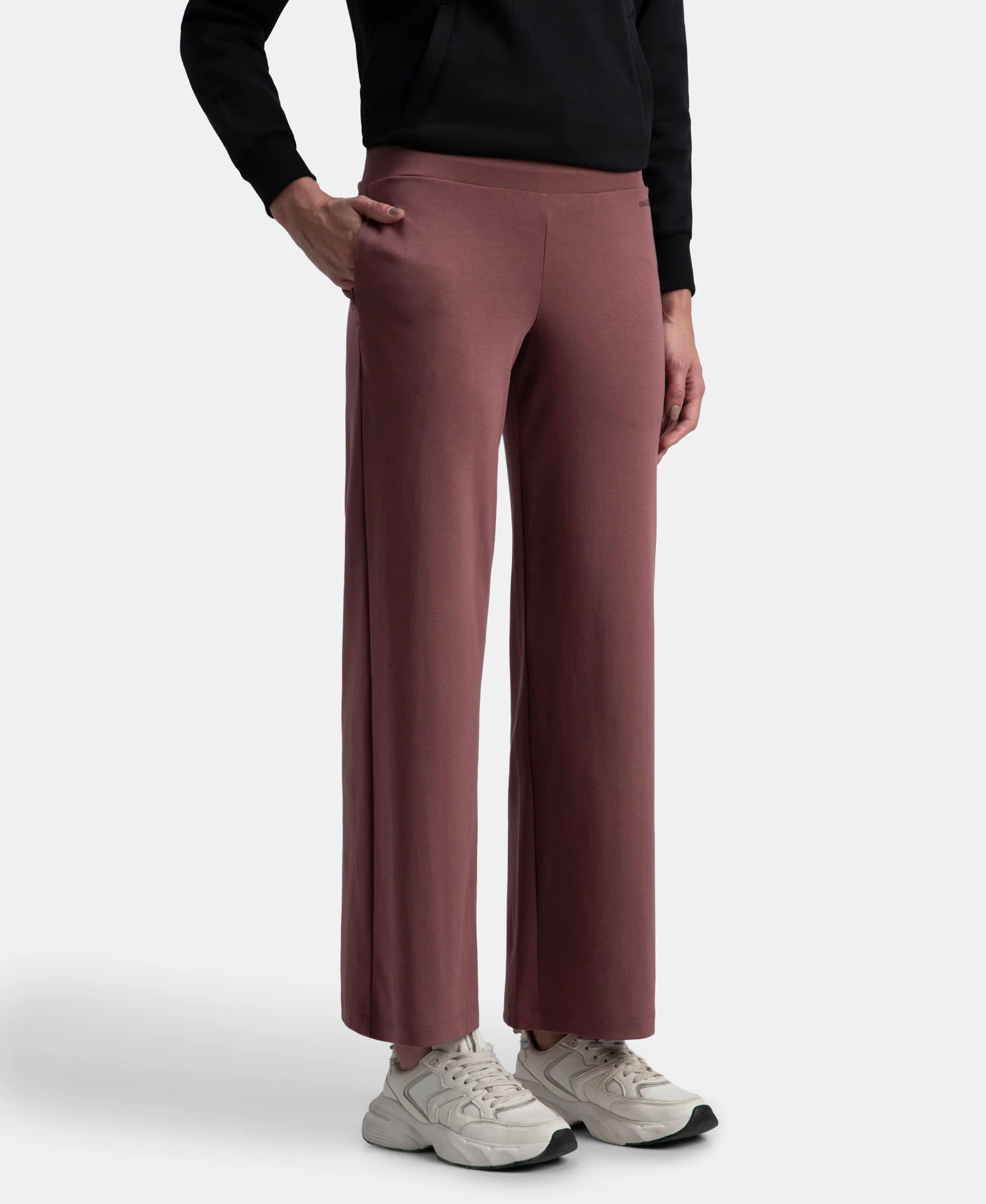 Super Combed Cotton Rich Relaxed Fit Wide Leg Pants with Zipper Pockets - Wild Ginger - Image 2