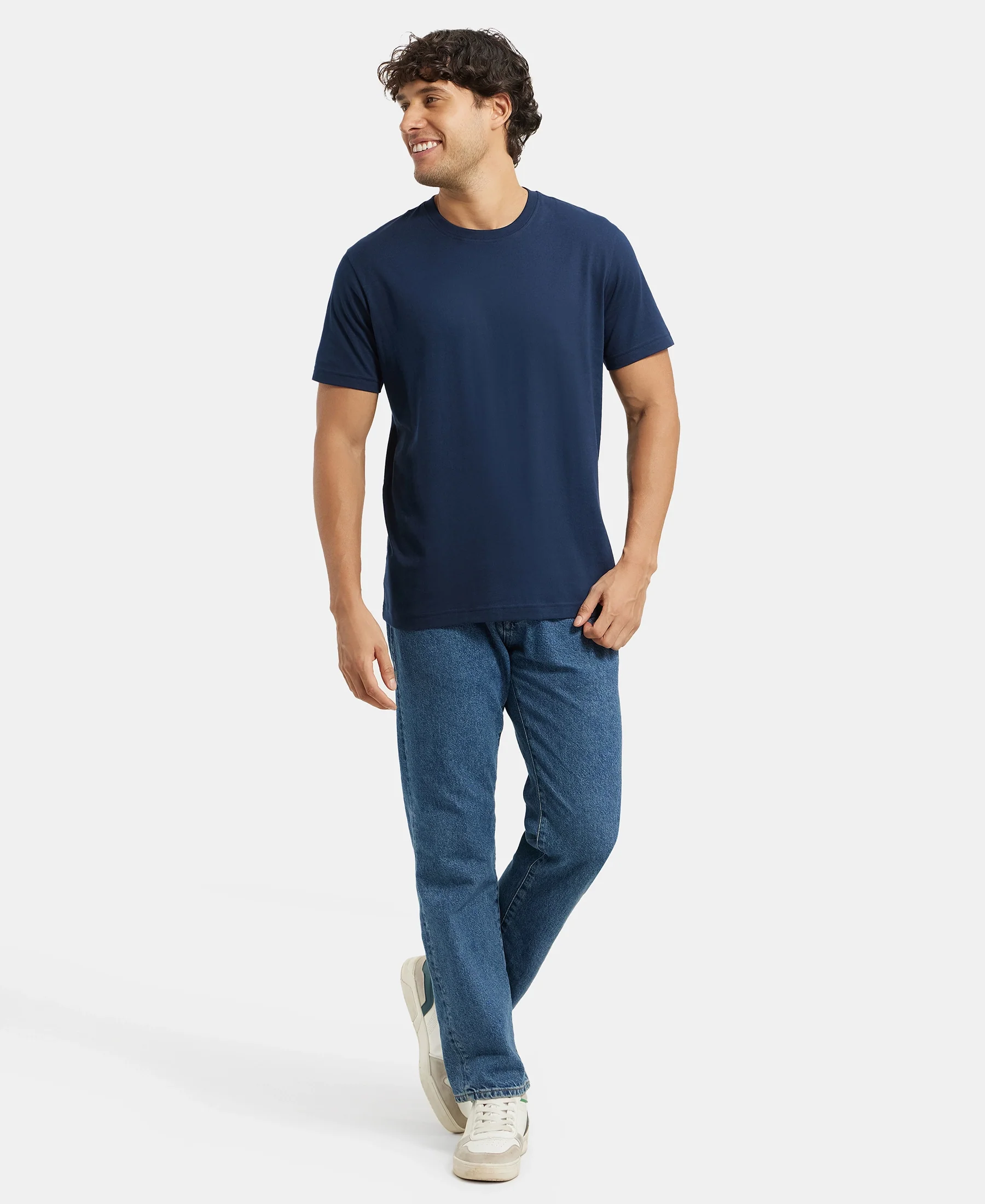 Super Combed Cotton Rich Round Neck Half Sleeve T-Shirt - Black & Navy (Pack of 2) - Image 12