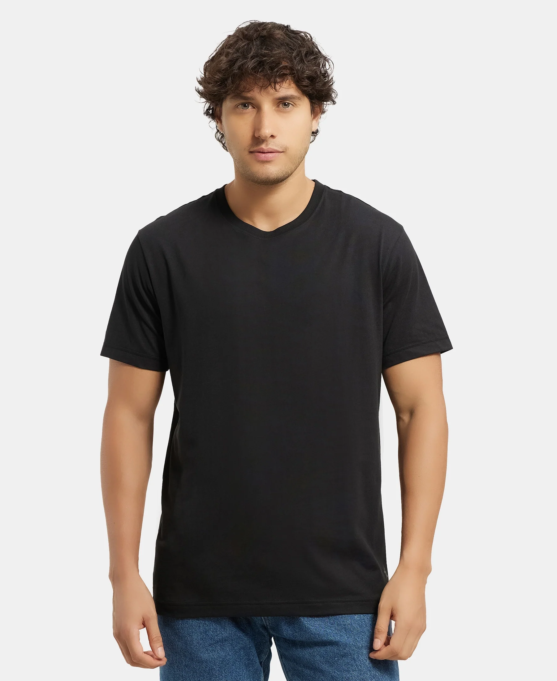 Super Combed Cotton Rich Round Neck Half Sleeve T-Shirt - Black & Navy (Pack of 2) - Image 2