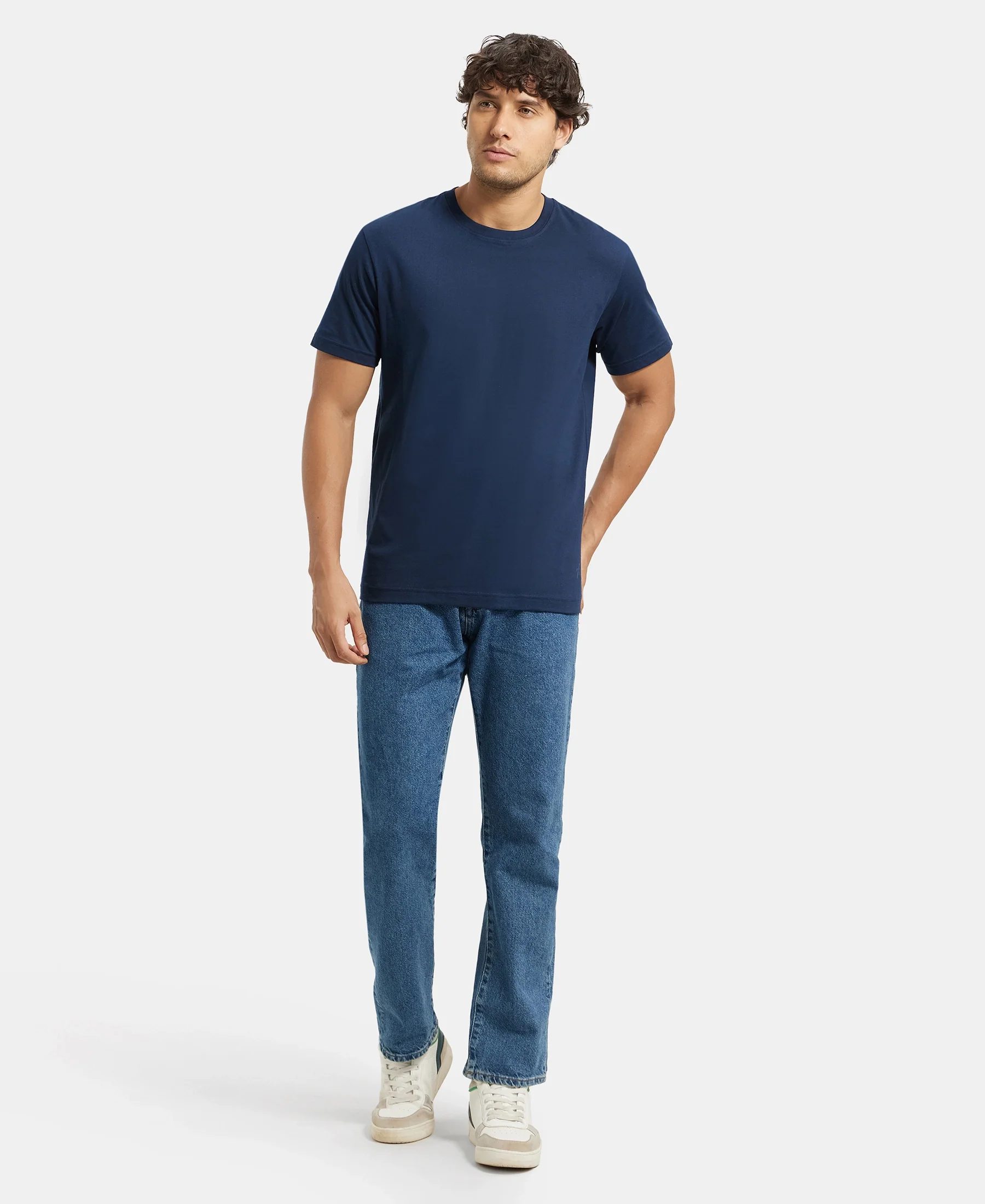 Super Combed Cotton Rich Round Neck Half Sleeve T-Shirt - Black & Navy (Pack of 2) - Image 6