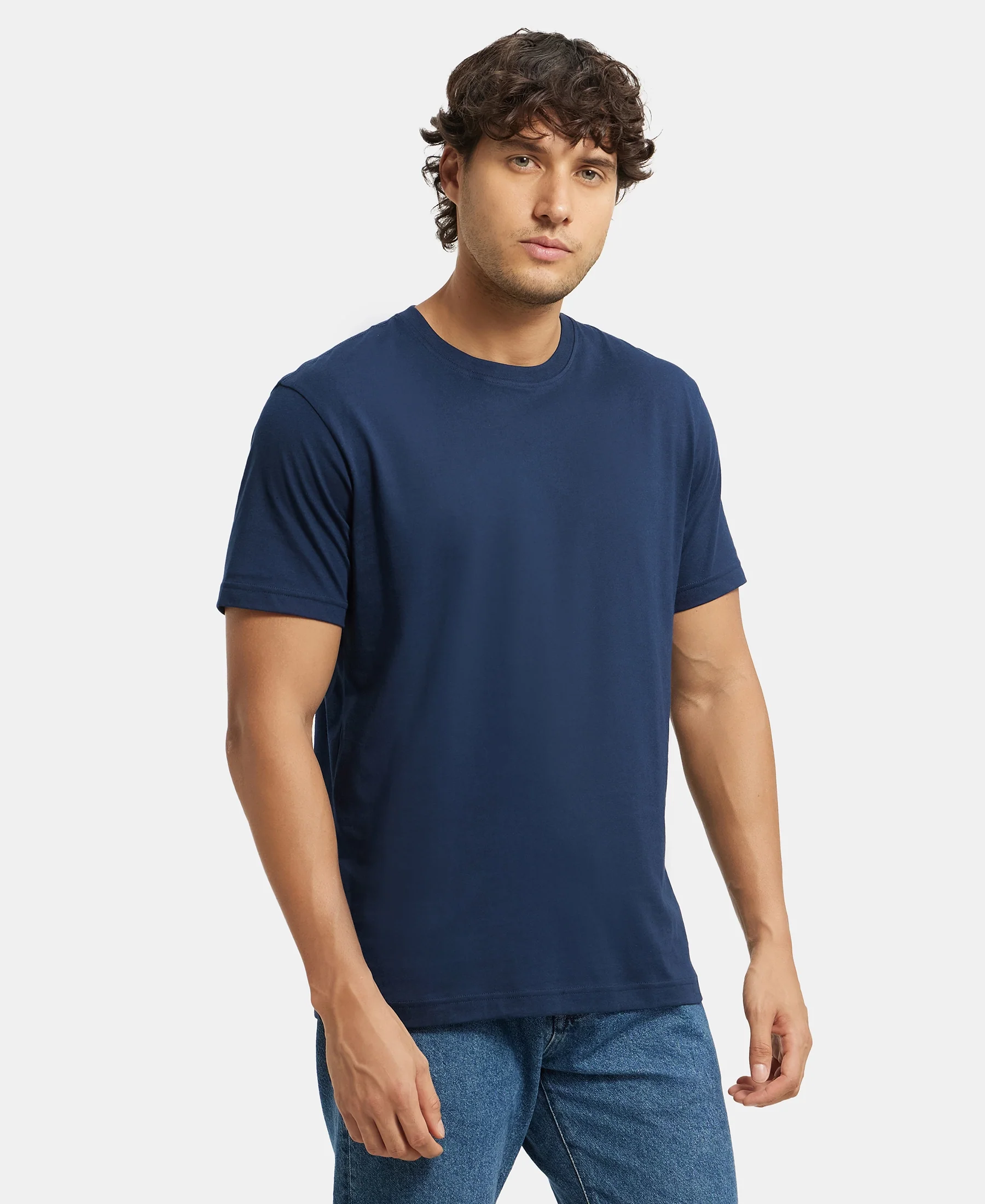 Super Combed Cotton Rich Round Neck Half Sleeve T-Shirt - Black & Navy (Pack of 2) - Image 7