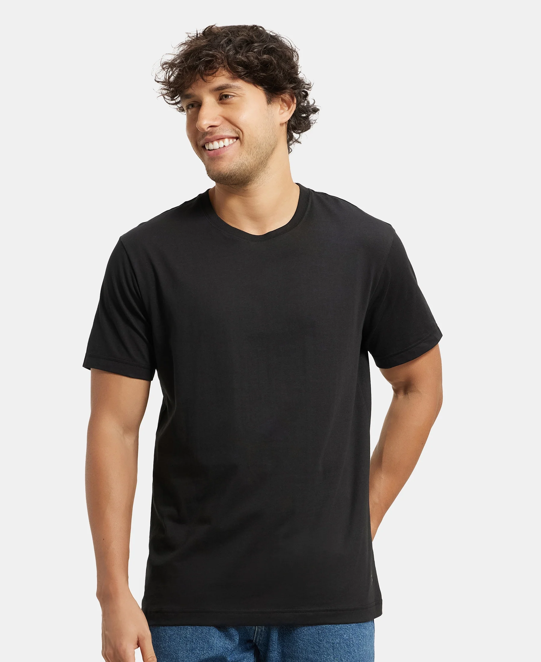 Super Combed Cotton Rich Round Neck Half Sleeve T-Shirt - Black & White (Pack of 2) - Image 12