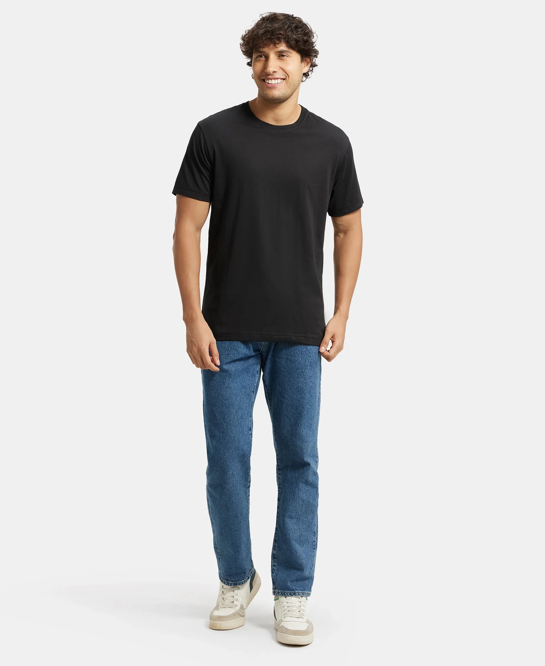 Super Combed Cotton Rich Round Neck Half Sleeve T-Shirt - Black & White (Pack of 2) - Image 4