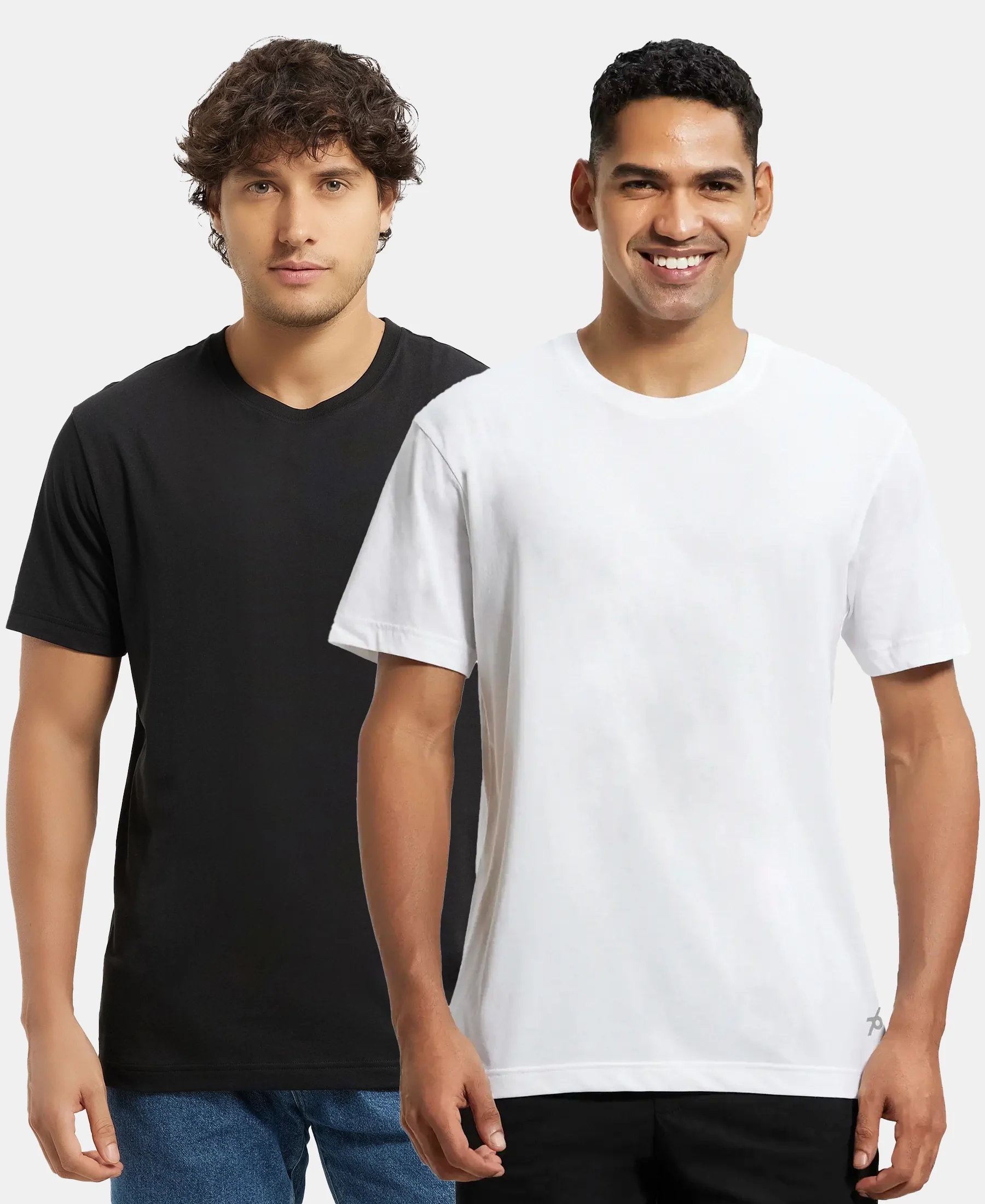 Super Combed Cotton Rich Round Neck Half Sleeve T-Shirt - Black & White (Pack of 2) - Image 5