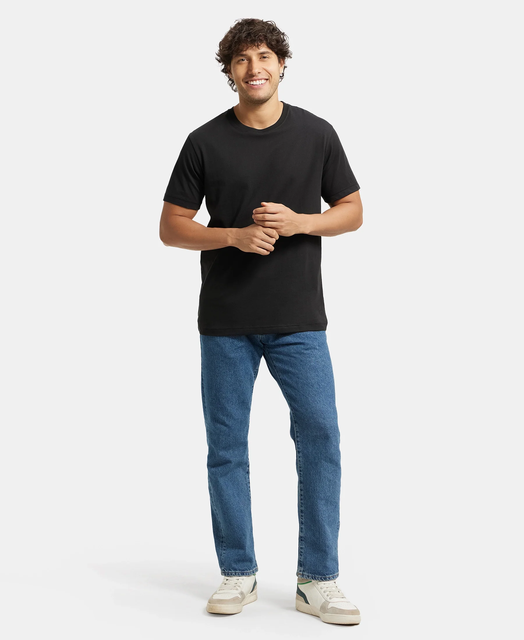 Super Combed Cotton Rich Round Neck Half Sleeve T-Shirt - Black & White (Pack of 2) - Image 7