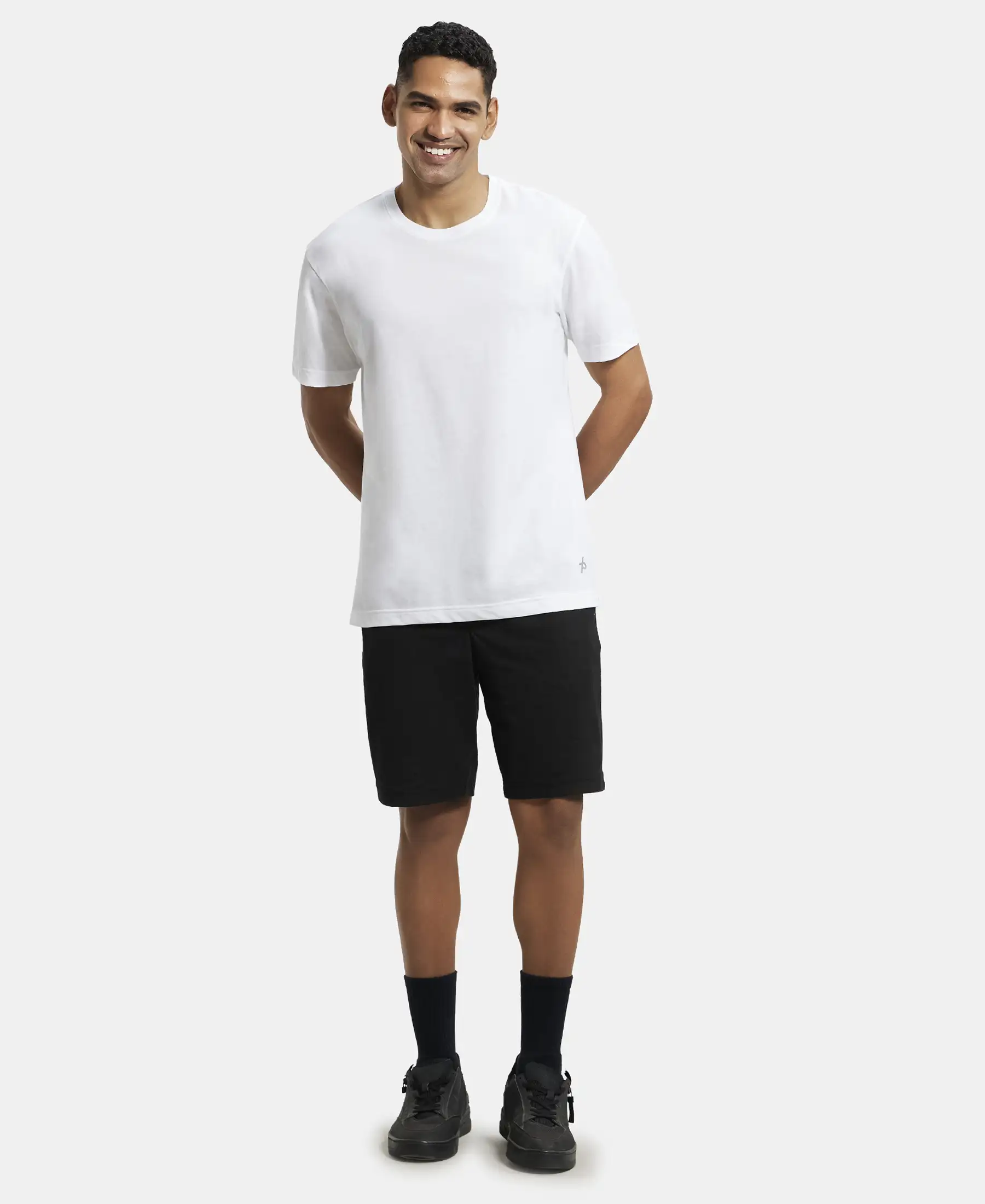 Super Combed Cotton Rich Round Neck Half Sleeve T-Shirt - Black & White (Pack of 2) - Image 9