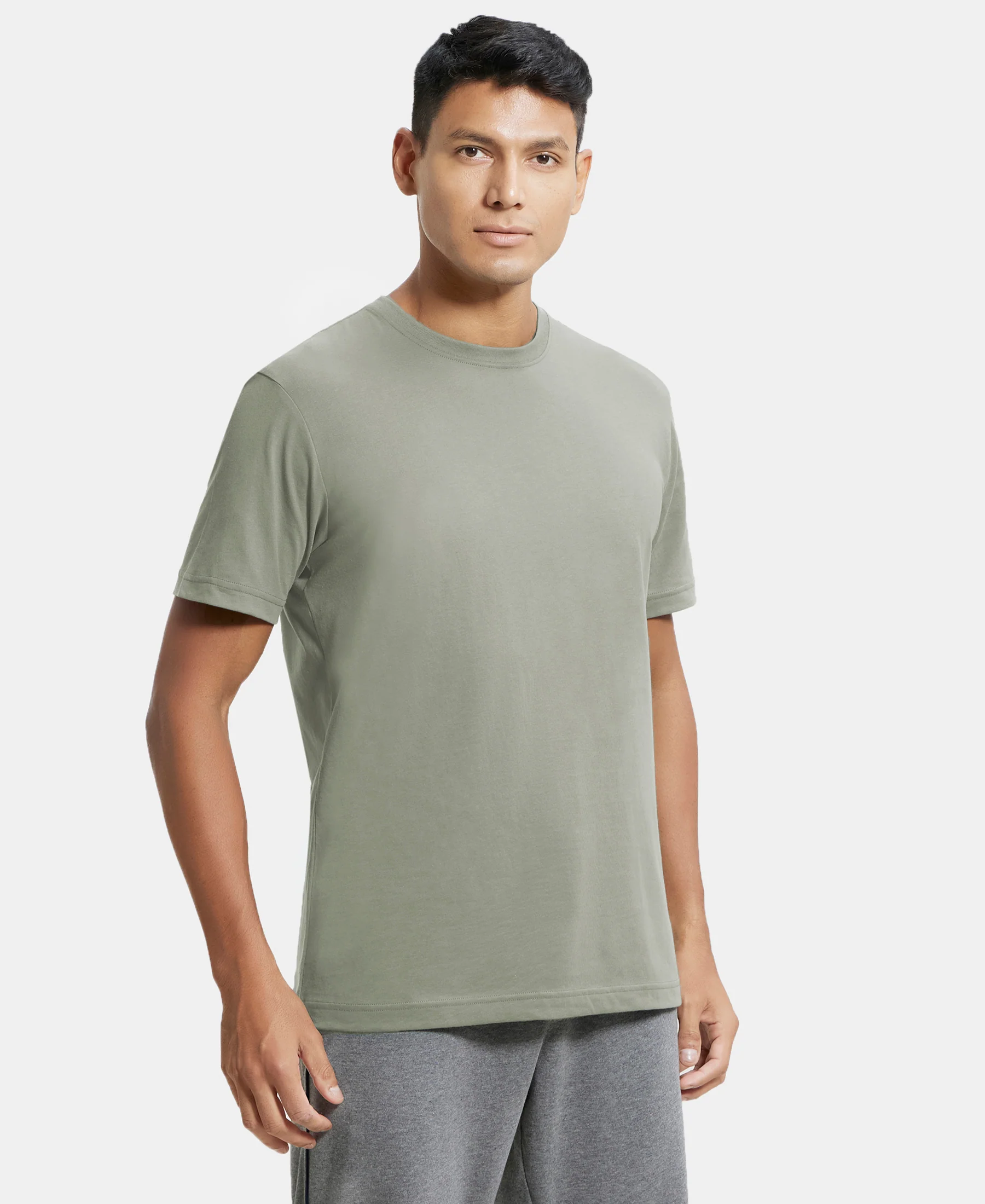 Super Combed Cotton Rich Round Neck Half Sleeve T-Shirt - Desert Sage - Image 2