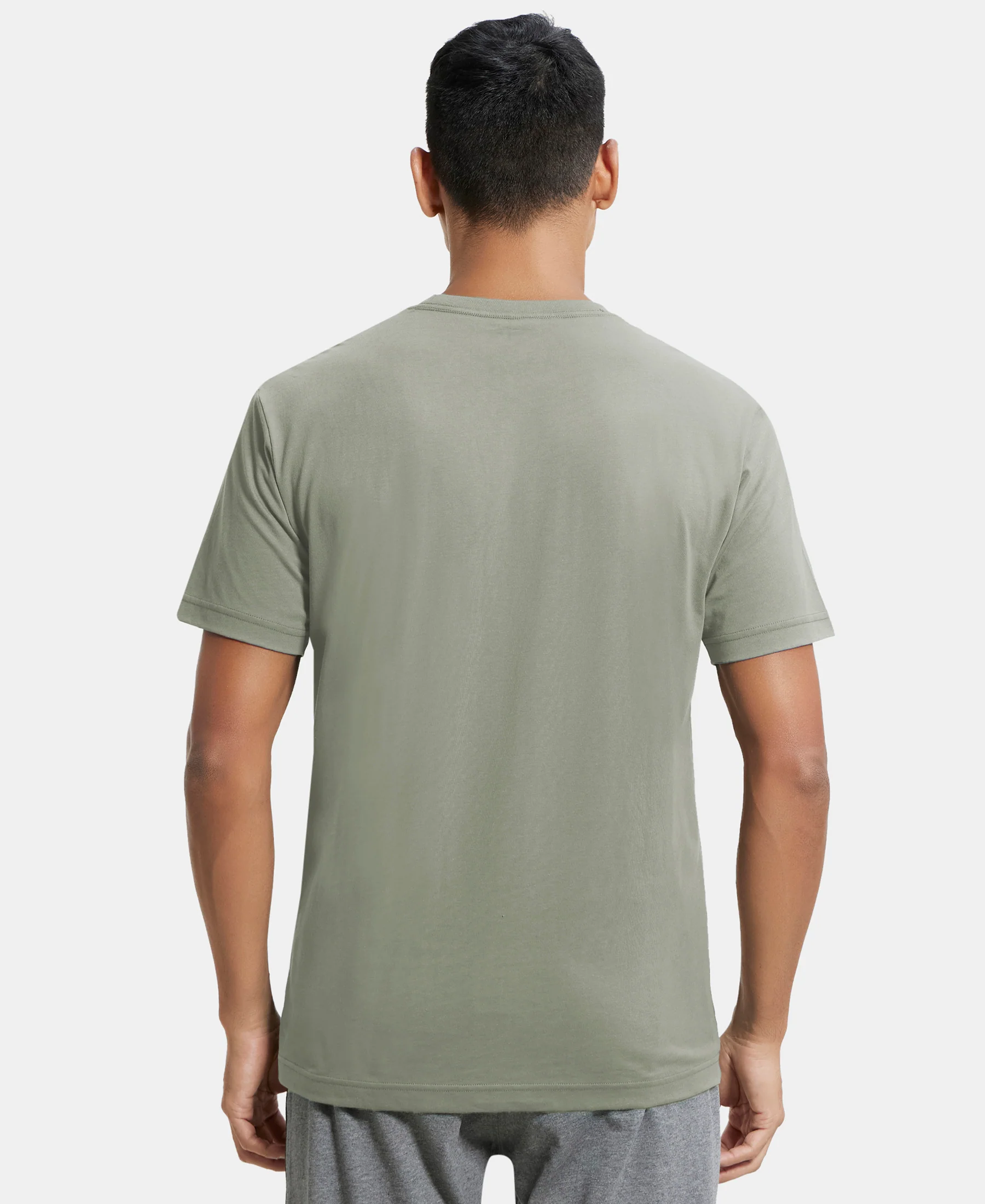 Super Combed Cotton Rich Round Neck Half Sleeve T-Shirt - Desert Sage - Image 3