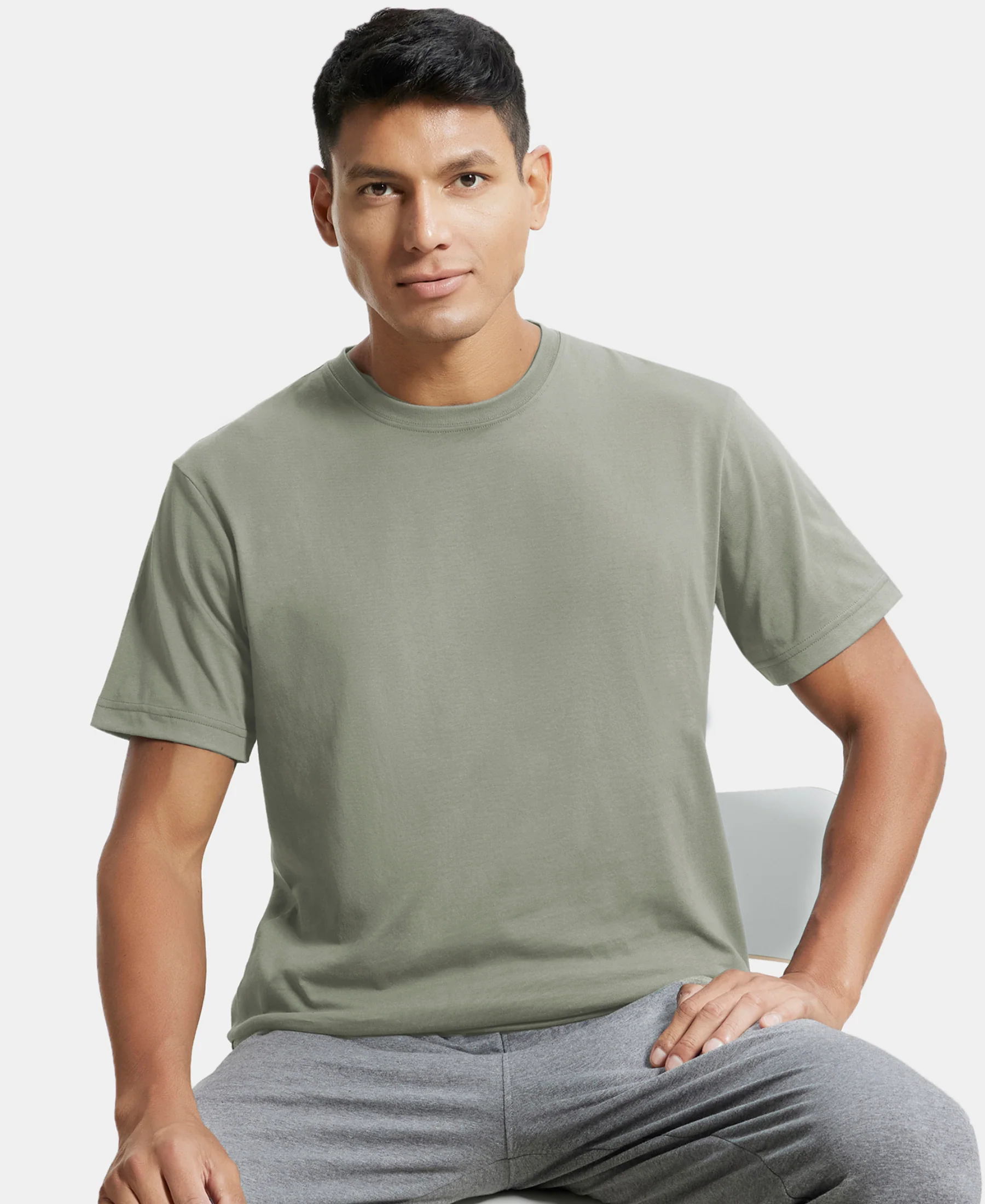 Super Combed Cotton Rich Round Neck Half Sleeve T-Shirt - Desert Sage - Image 5