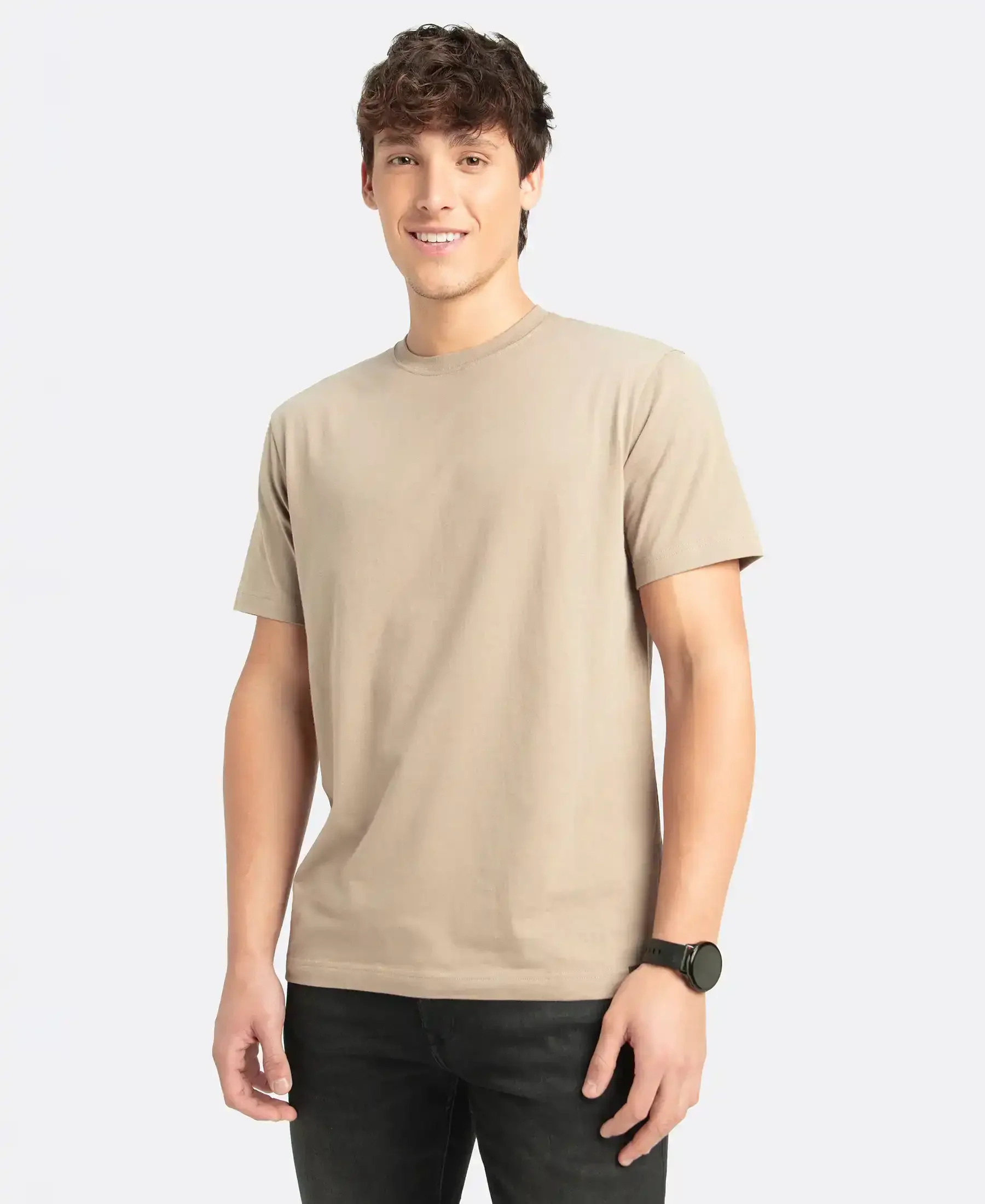 Super Combed Cotton Rich Round Neck Half Sleeve T-Shirt - Desert Taupe - Image 5