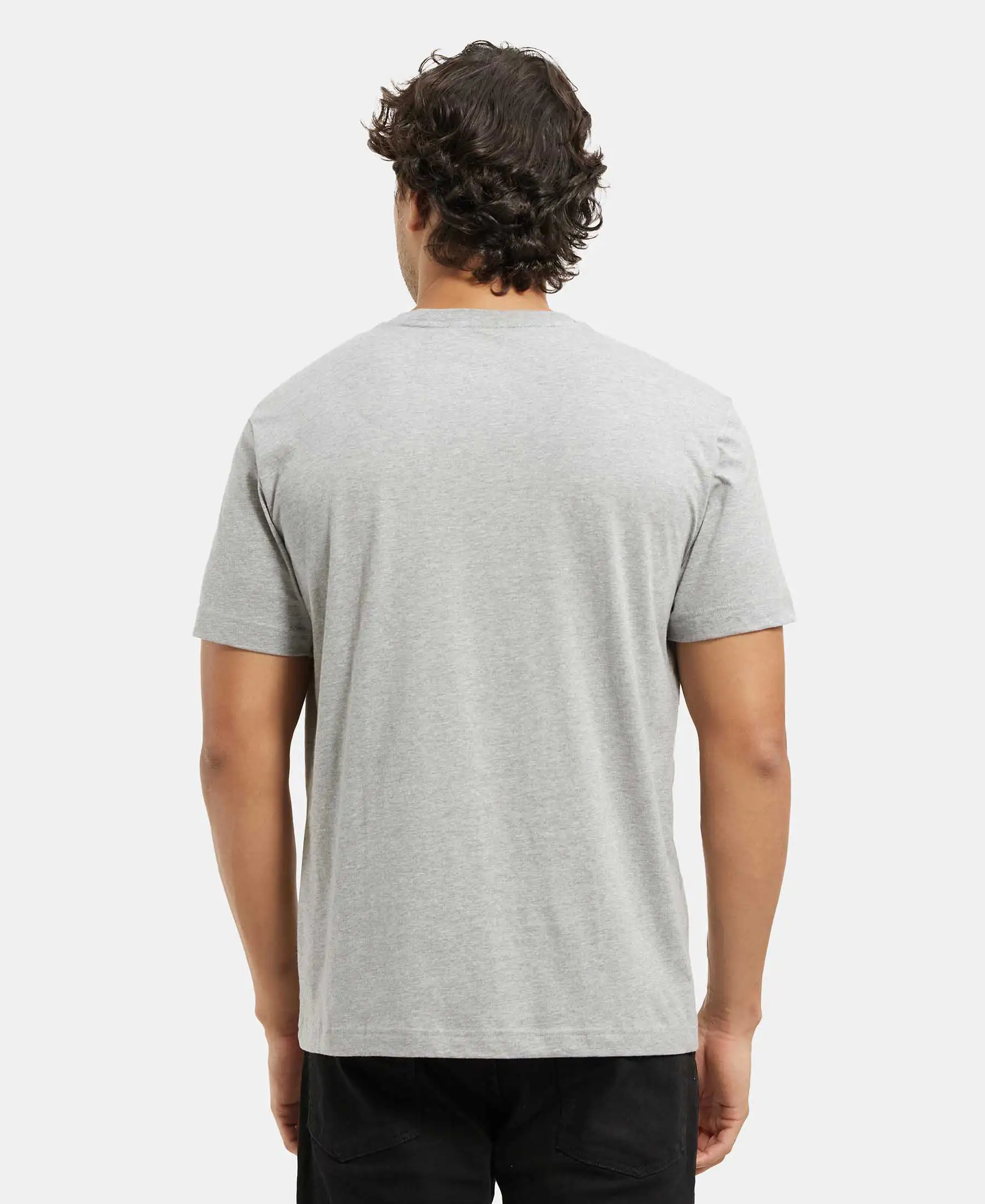 Super Combed Cotton Rich Round Neck Half Sleeve T-Shirt - Grey Melange - Image 3