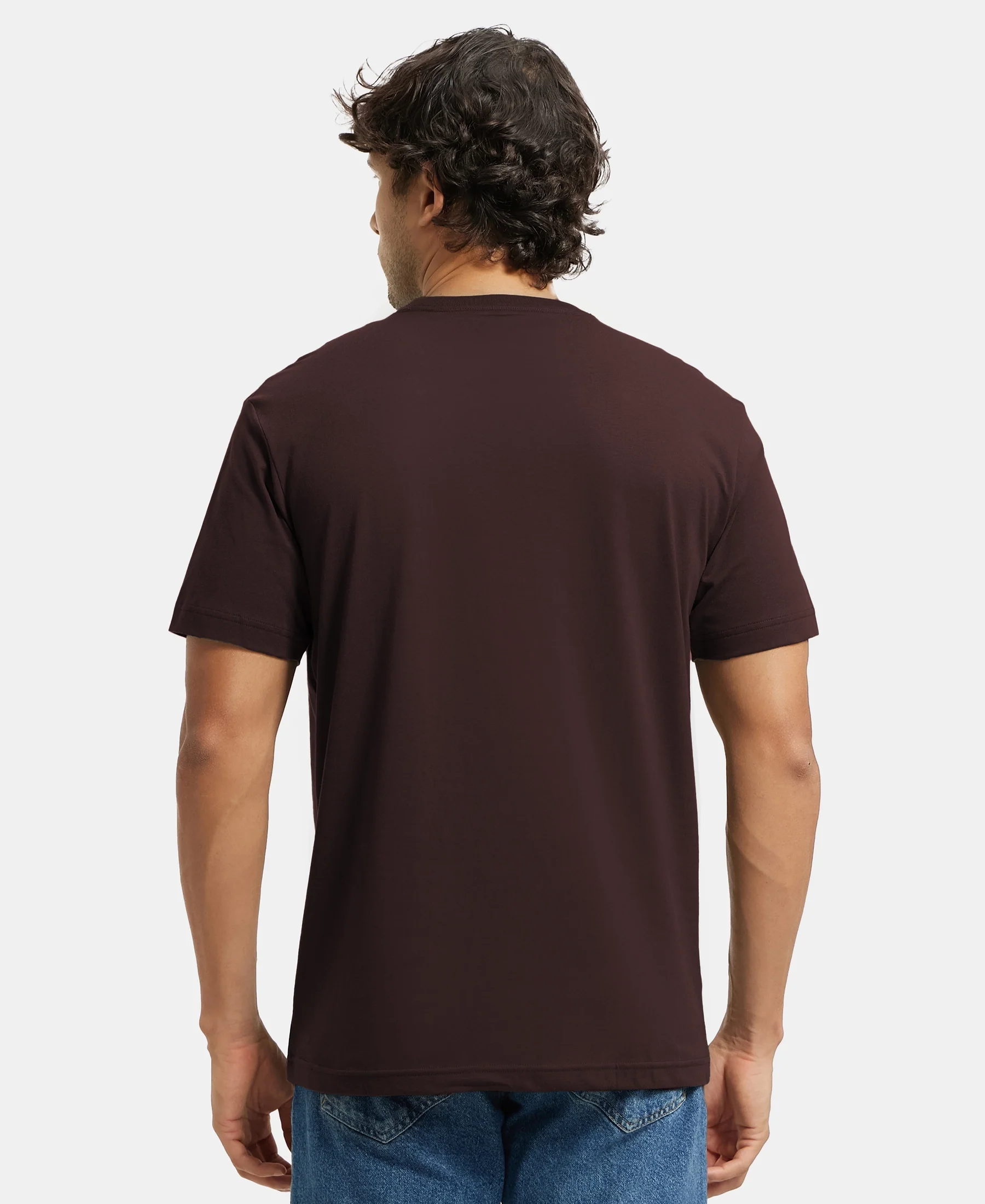 Super Combed Cotton Rich Round Neck Half Sleeve T-Shirt - Java - Image 3