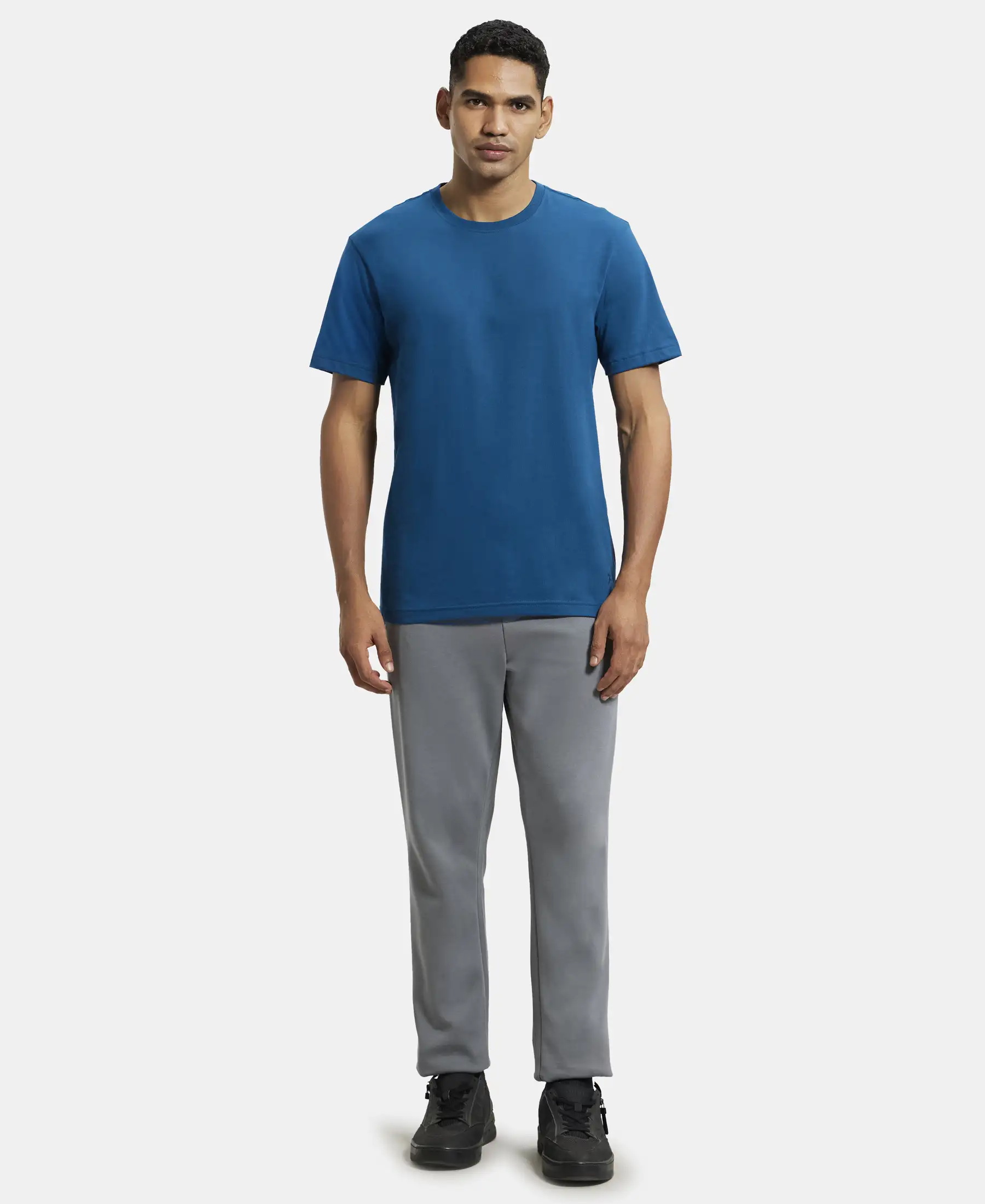 Super Combed Cotton Rich Round Neck Half Sleeve T-Shirt - Seaport Teal - Image 4