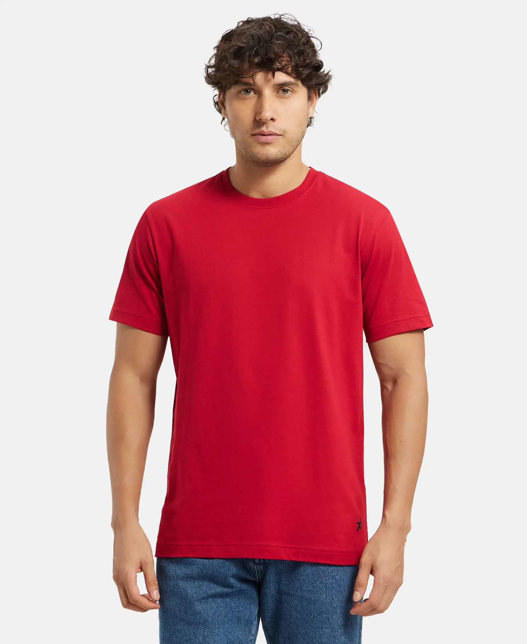 Super Combed Cotton Rich Round Neck Half Sleeve T-Shirt - Shanghai Red