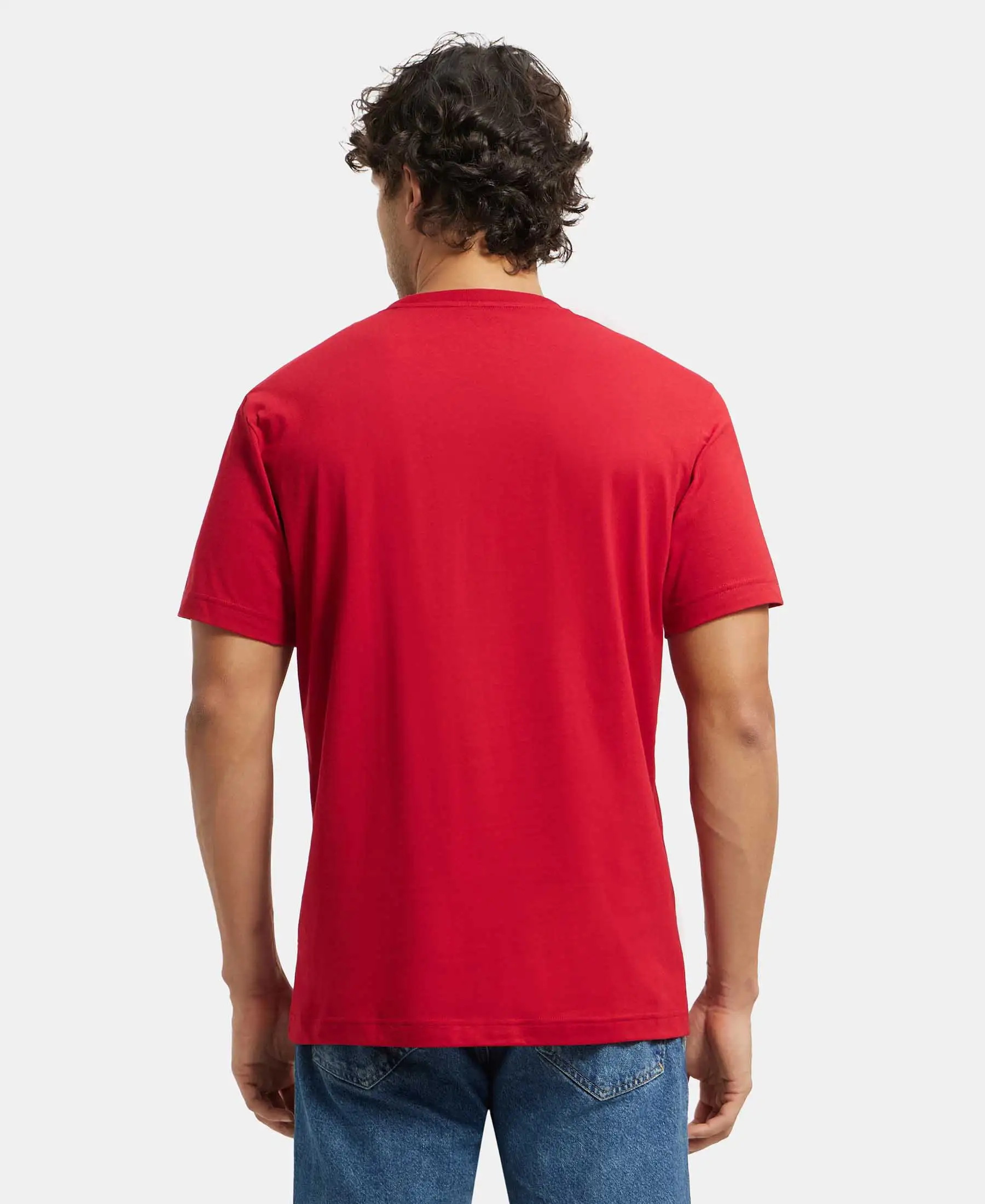 Super Combed Cotton Rich Round Neck Half Sleeve T-Shirt - Shanghai Red - Image 3
