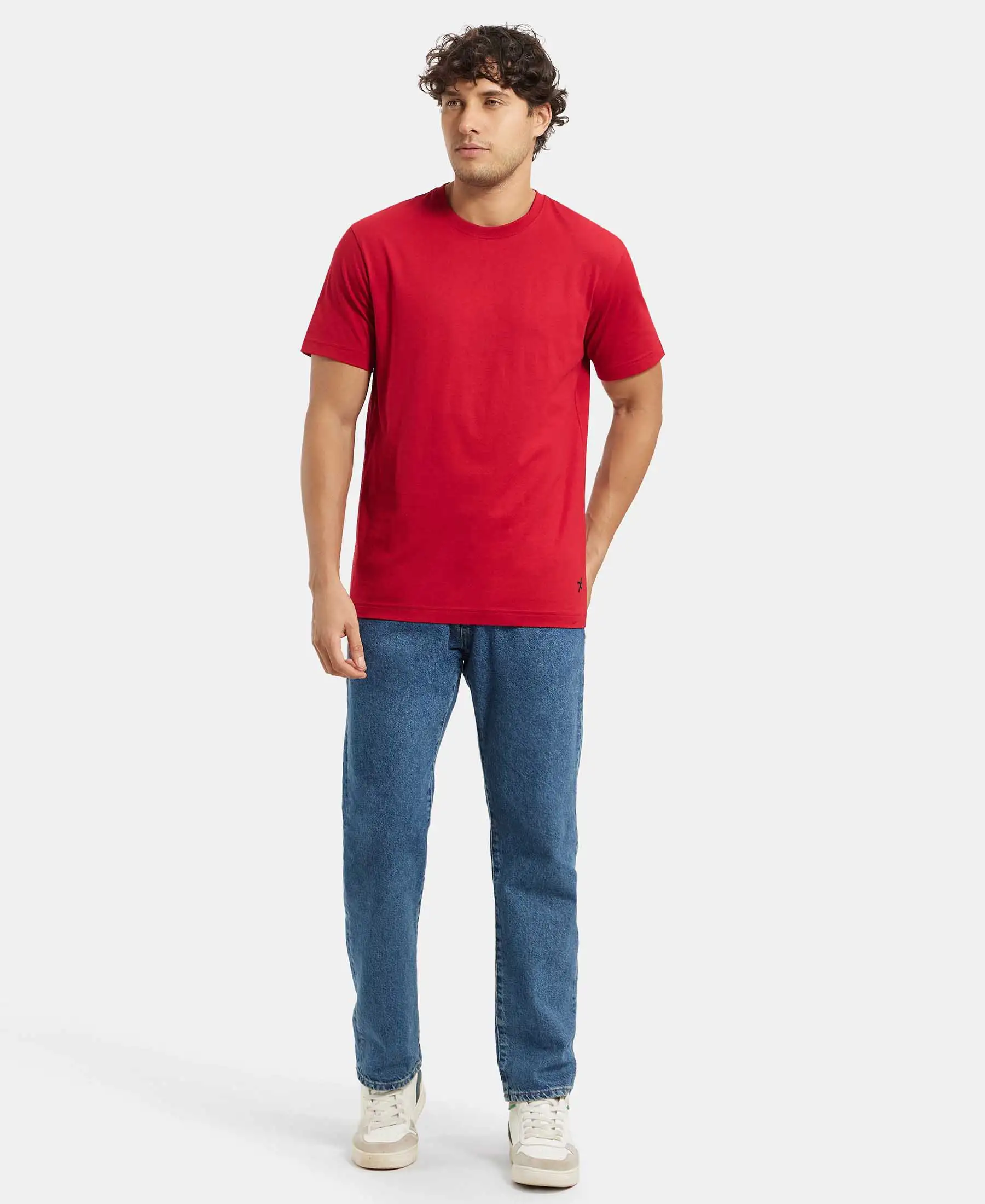 Super Combed Cotton Rich Round Neck Half Sleeve T-Shirt - Shanghai Red - Image 4