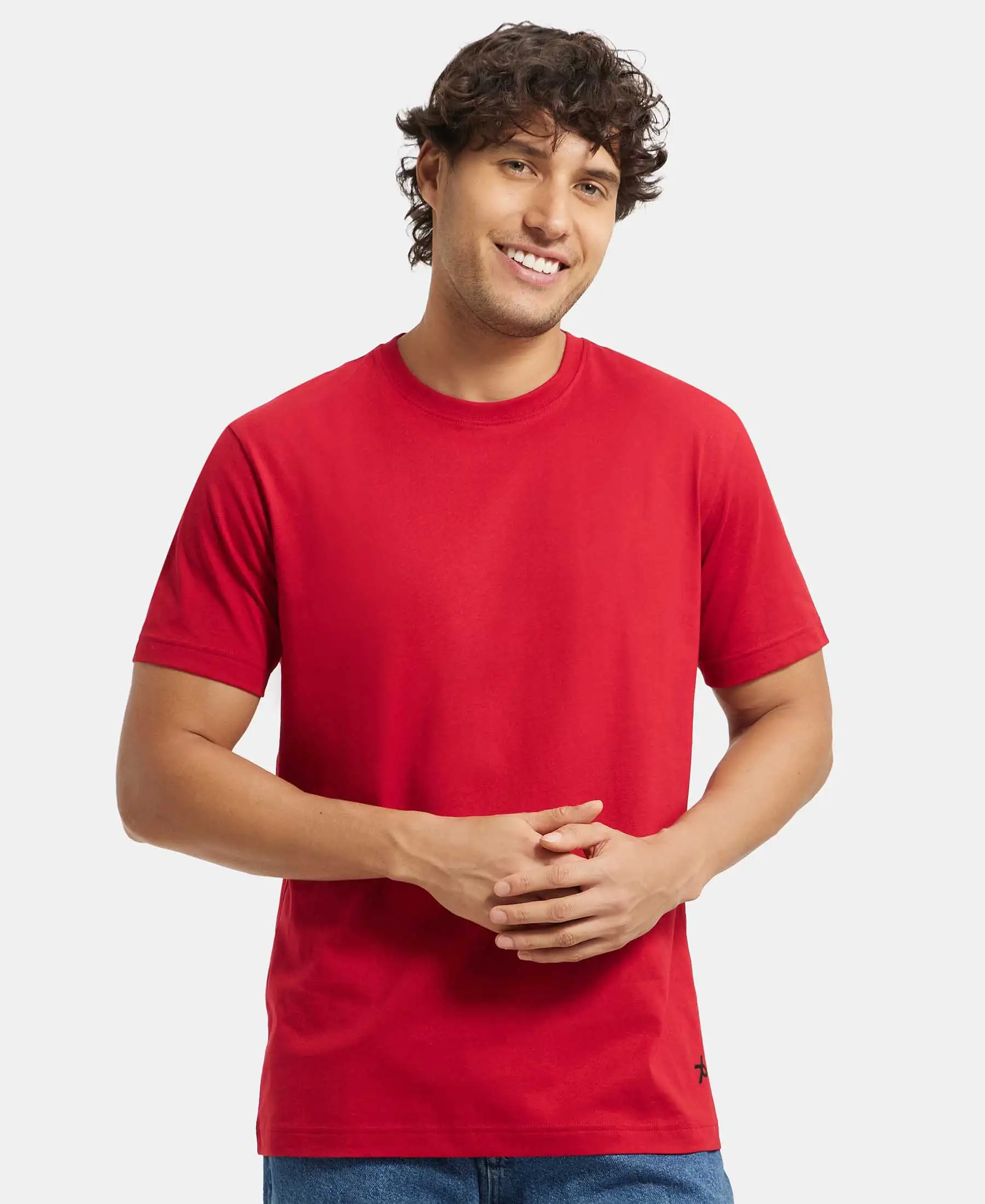 Super Combed Cotton Rich Round Neck Half Sleeve T-Shirt - Shanghai Red - Image 5