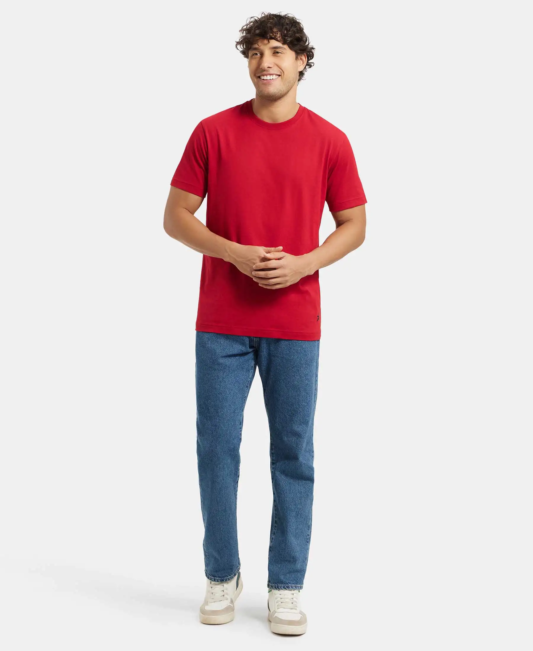 Super Combed Cotton Rich Round Neck Half Sleeve T-Shirt - Shanghai Red - Image 6
