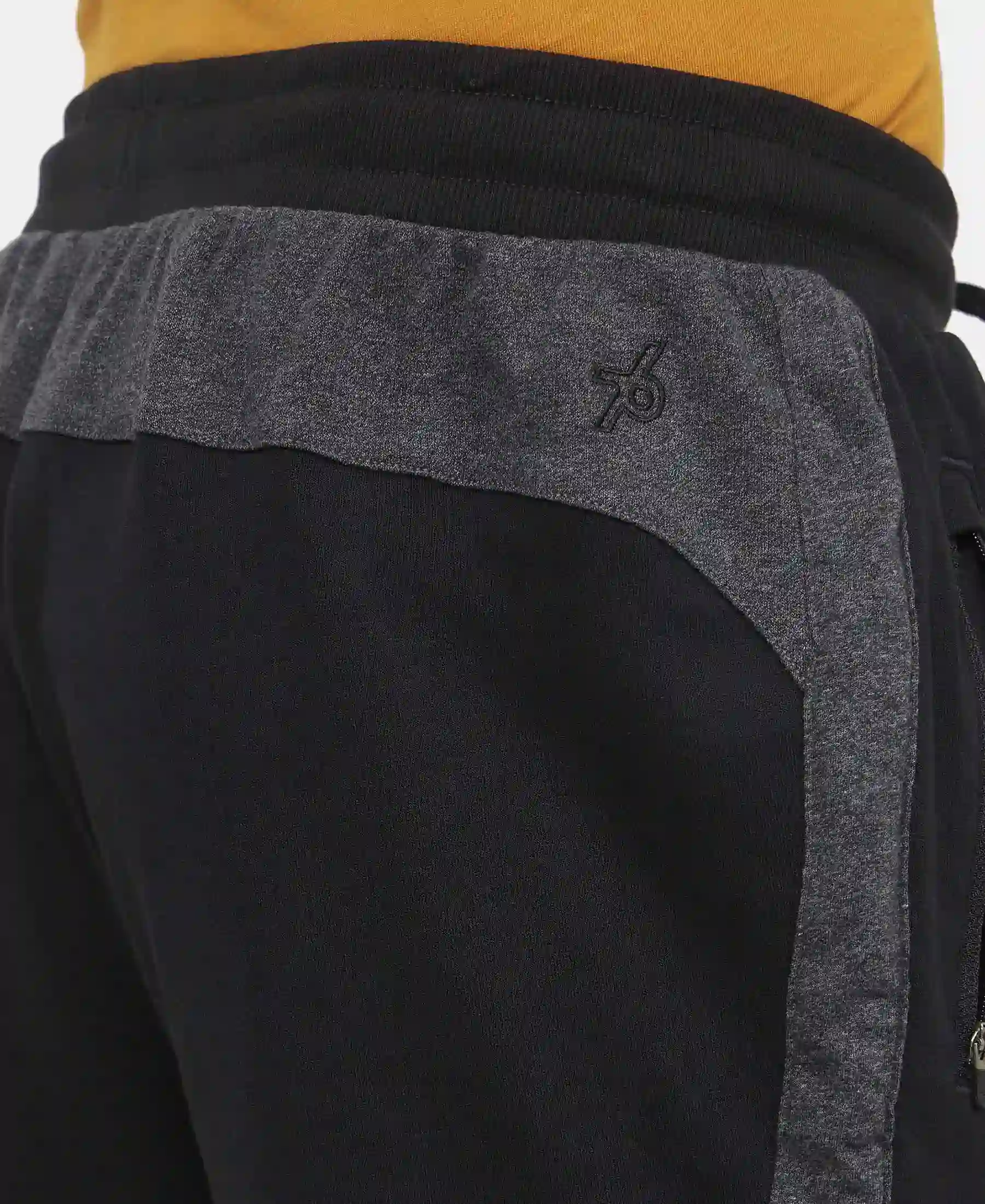 Super Combed Cotton Rich Slim Fit Jogger with Zipper Pockets - Black & True Black Melange - Image 7