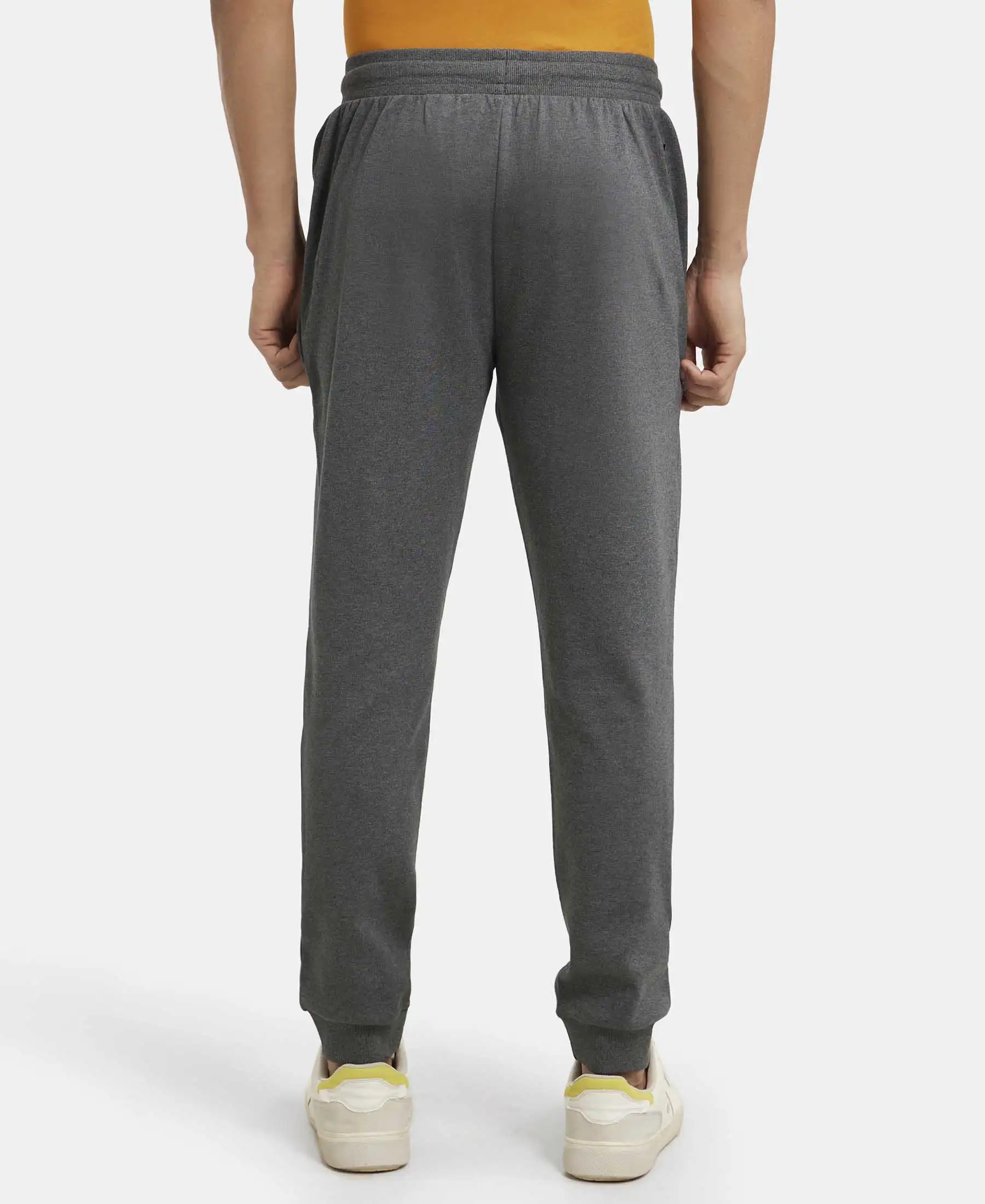 Super Combed Cotton Rich Slim Fit Jogger with Zipper Pockets - Charcoal Melange - Image 3