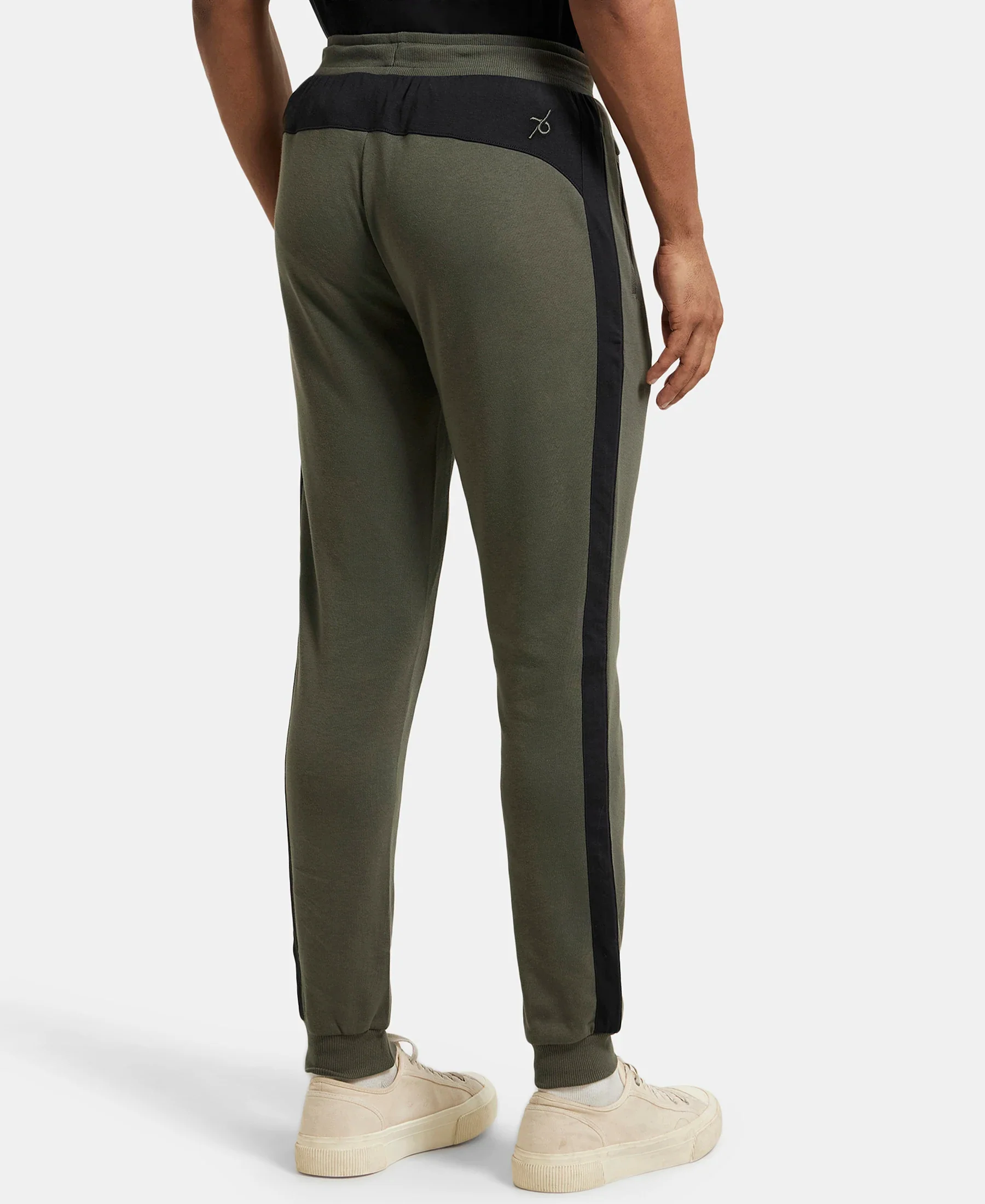 Super Combed Cotton Rich Slim Fit Jogger with Zipper Pockets - Deep Olive - Image 3