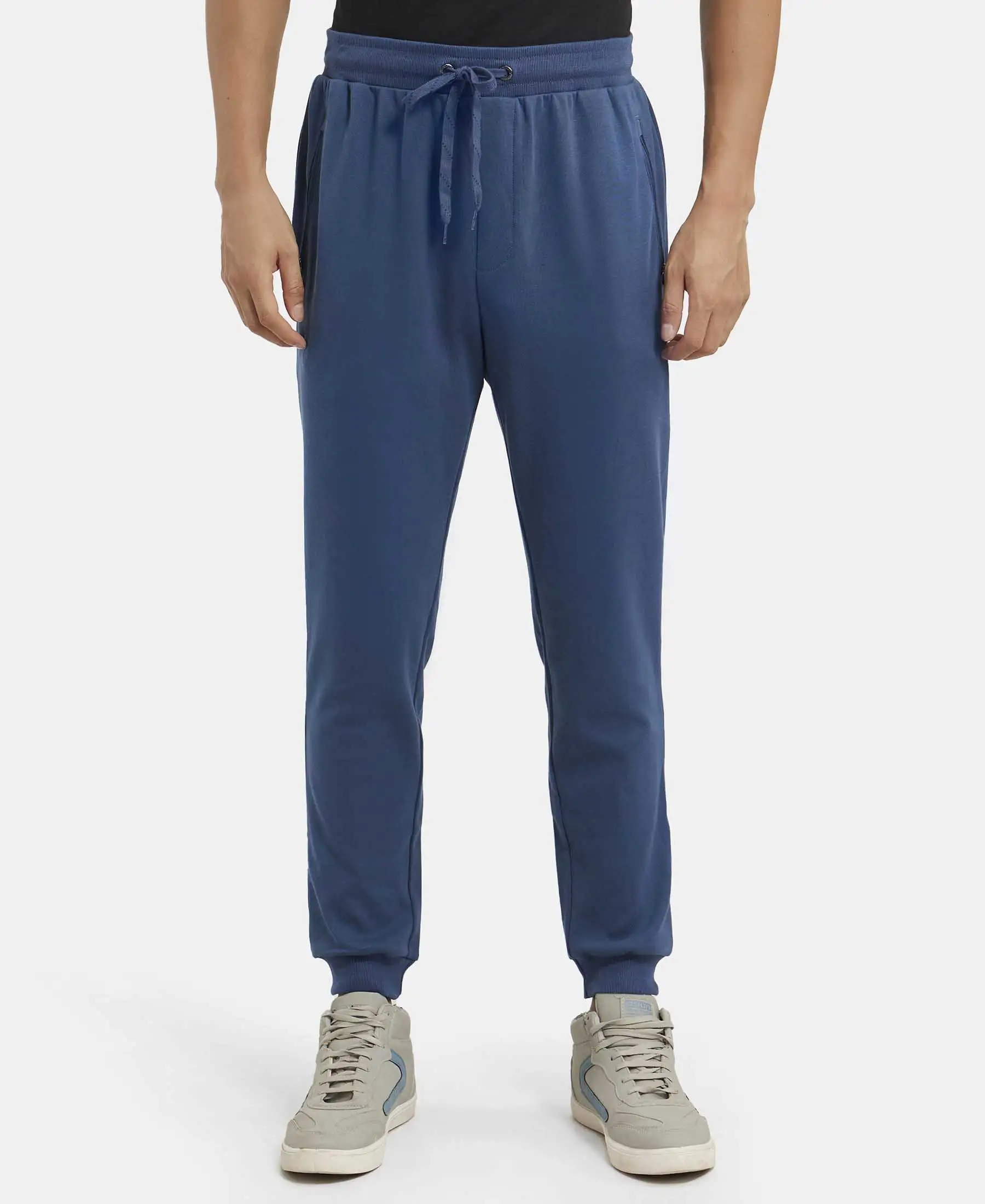 Super Combed Cotton Rich Slim Fit Jogger with Zipper Pockets - Insignia Blue