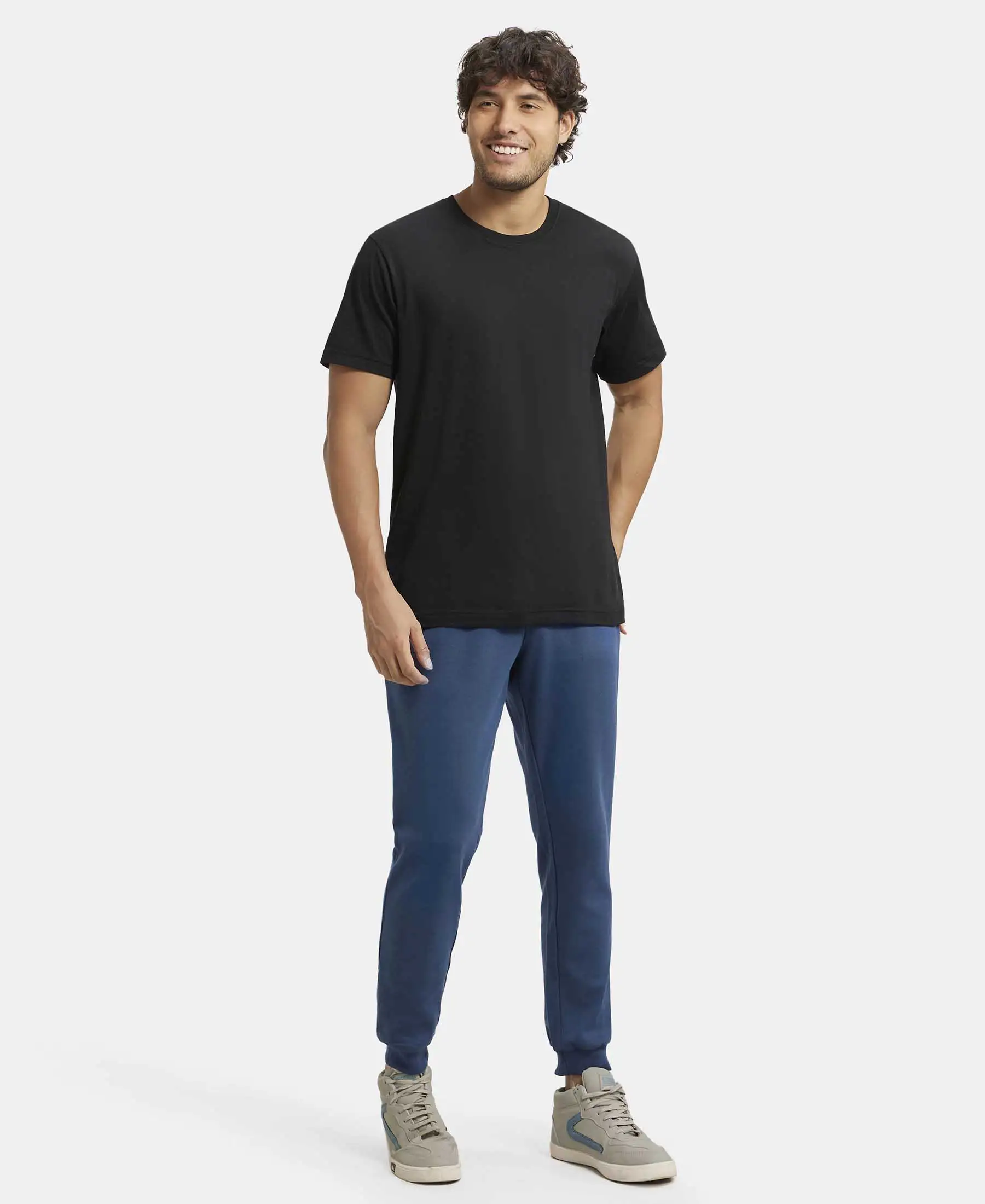 Super Combed Cotton Rich Slim Fit Jogger with Zipper Pockets - Insignia Blue - Image 6