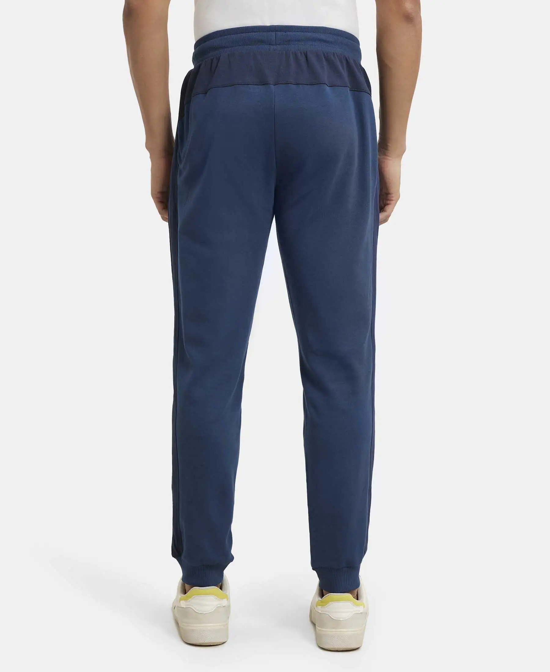 Super Combed Cotton Rich Slim Fit Jogger with Zipper Pockets - Insignia Blue & Navy - Image 3