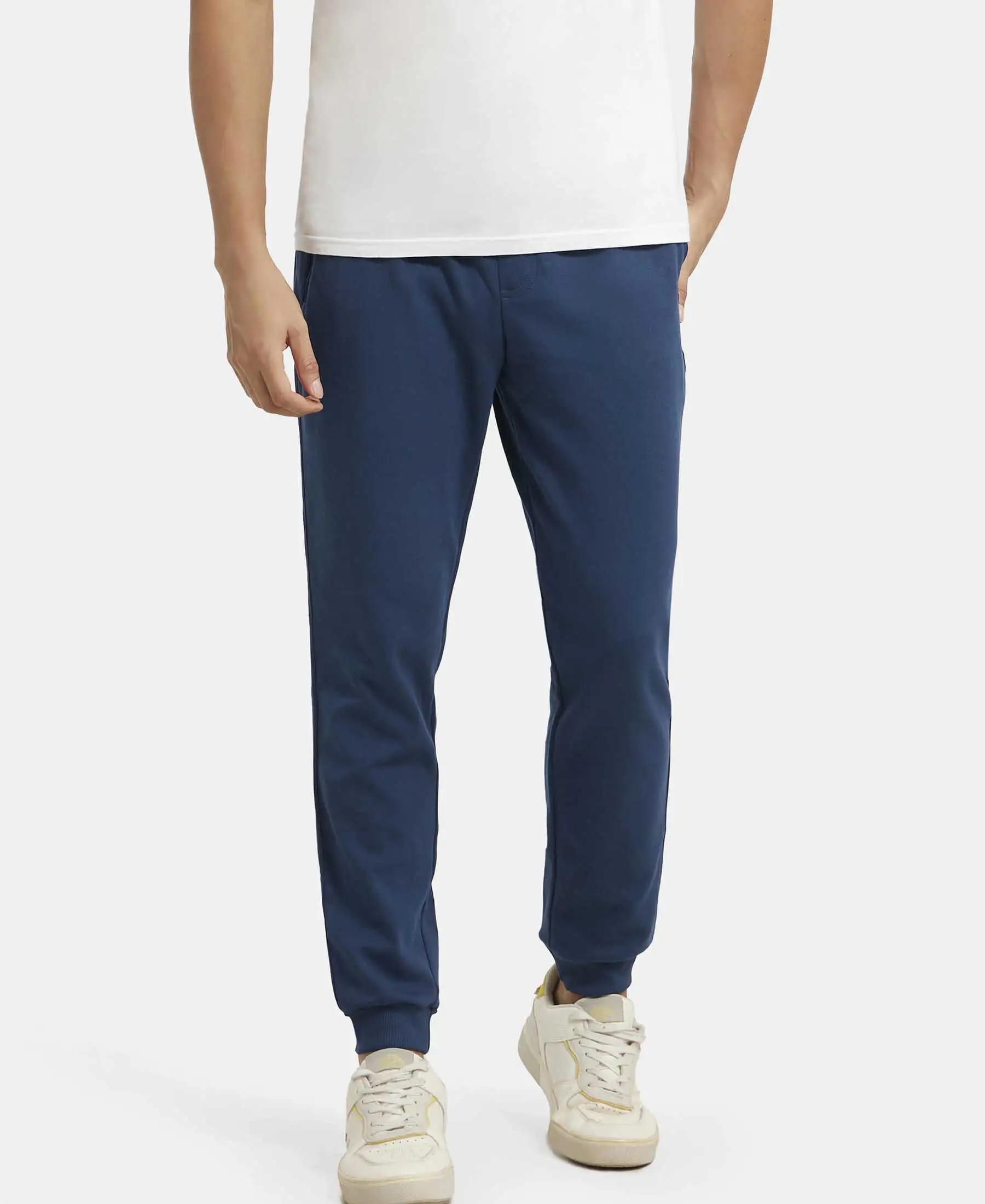 Super Combed Cotton Rich Slim Fit Jogger with Zipper Pockets - Insignia Blue & Navy - Image 5