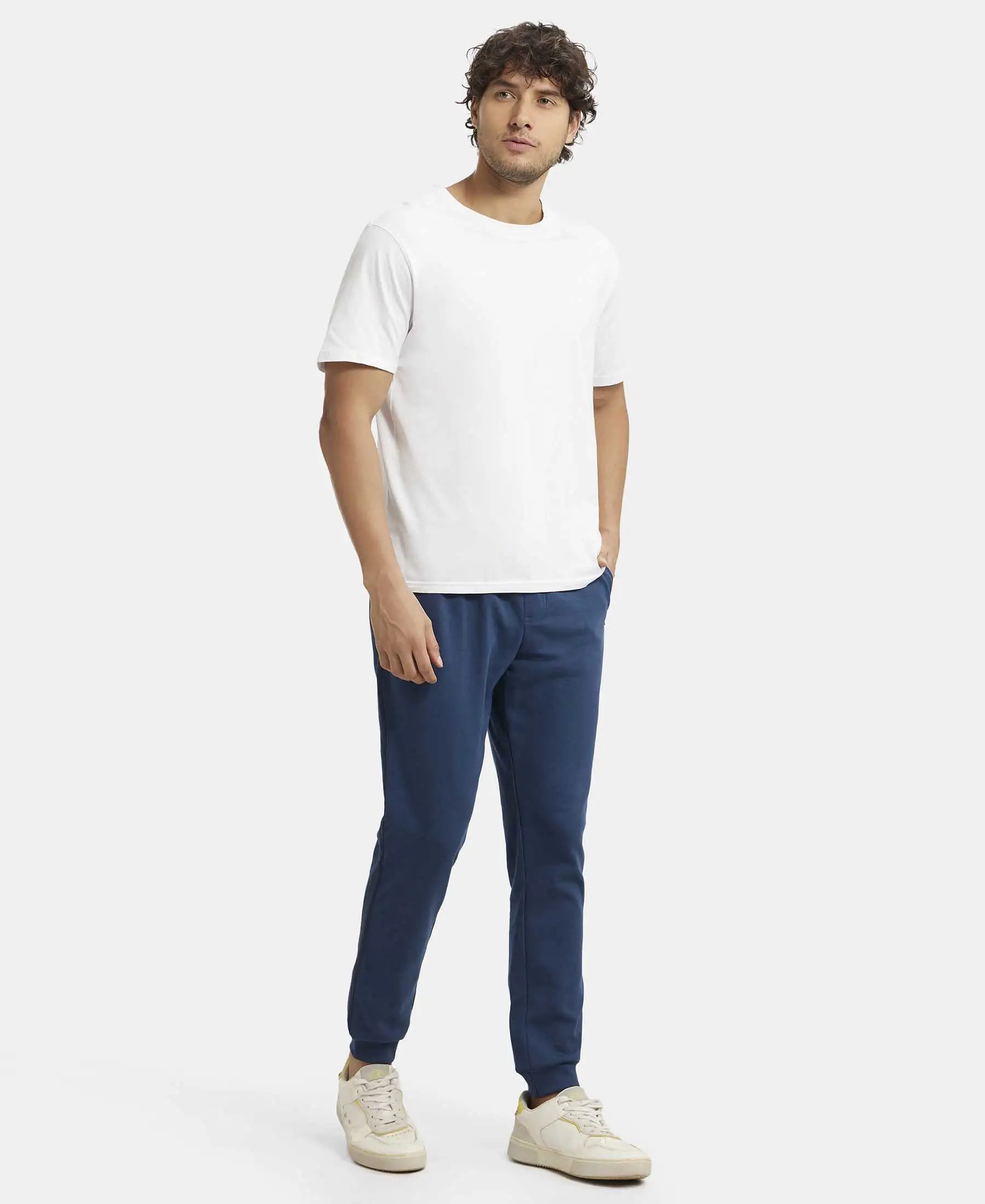 Super Combed Cotton Rich Slim Fit Jogger with Zipper Pockets - Insignia Blue & Navy - Image 6