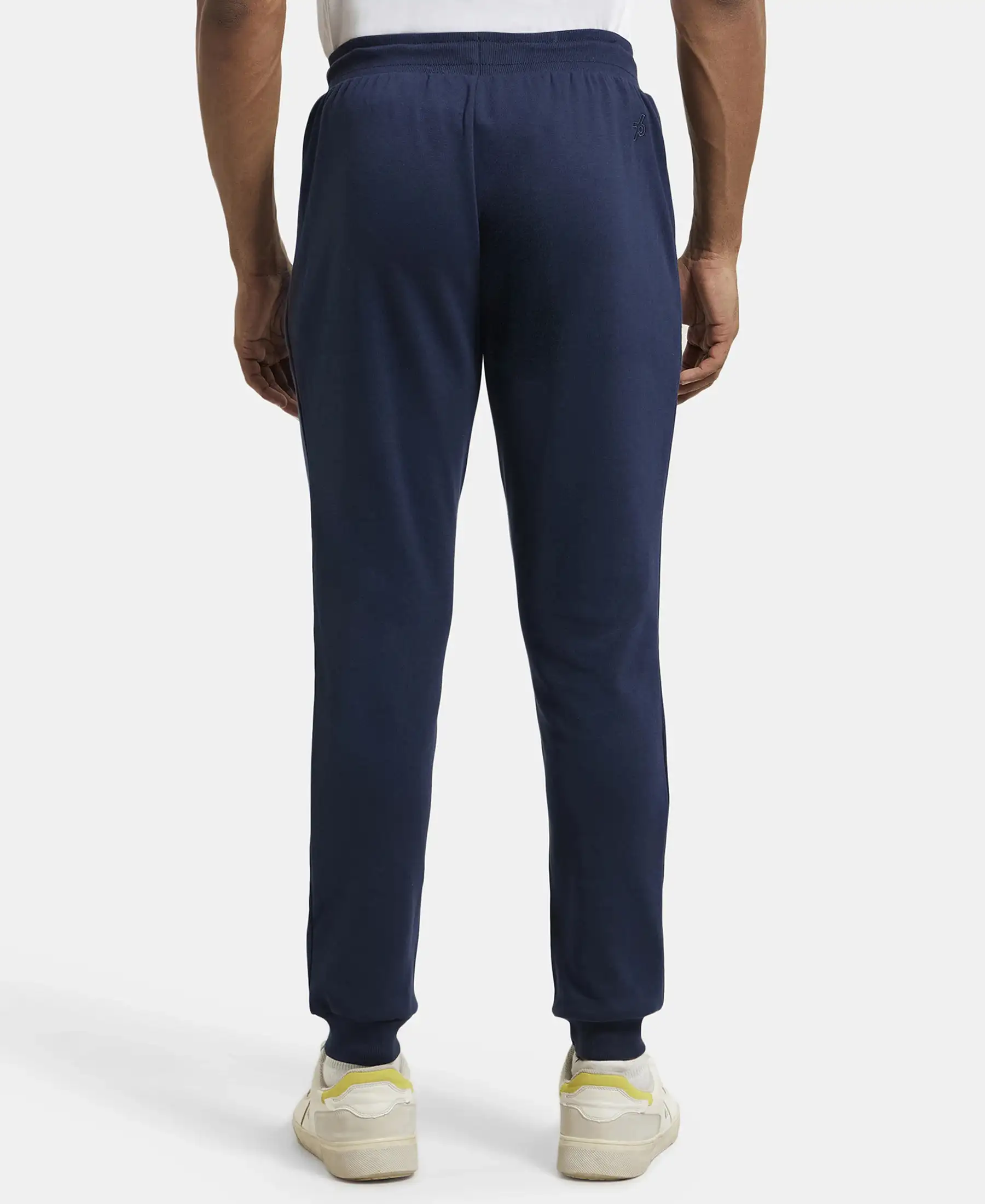 Super Combed Cotton Rich Slim Fit Jogger with Zipper Pockets - Navy - Image 3