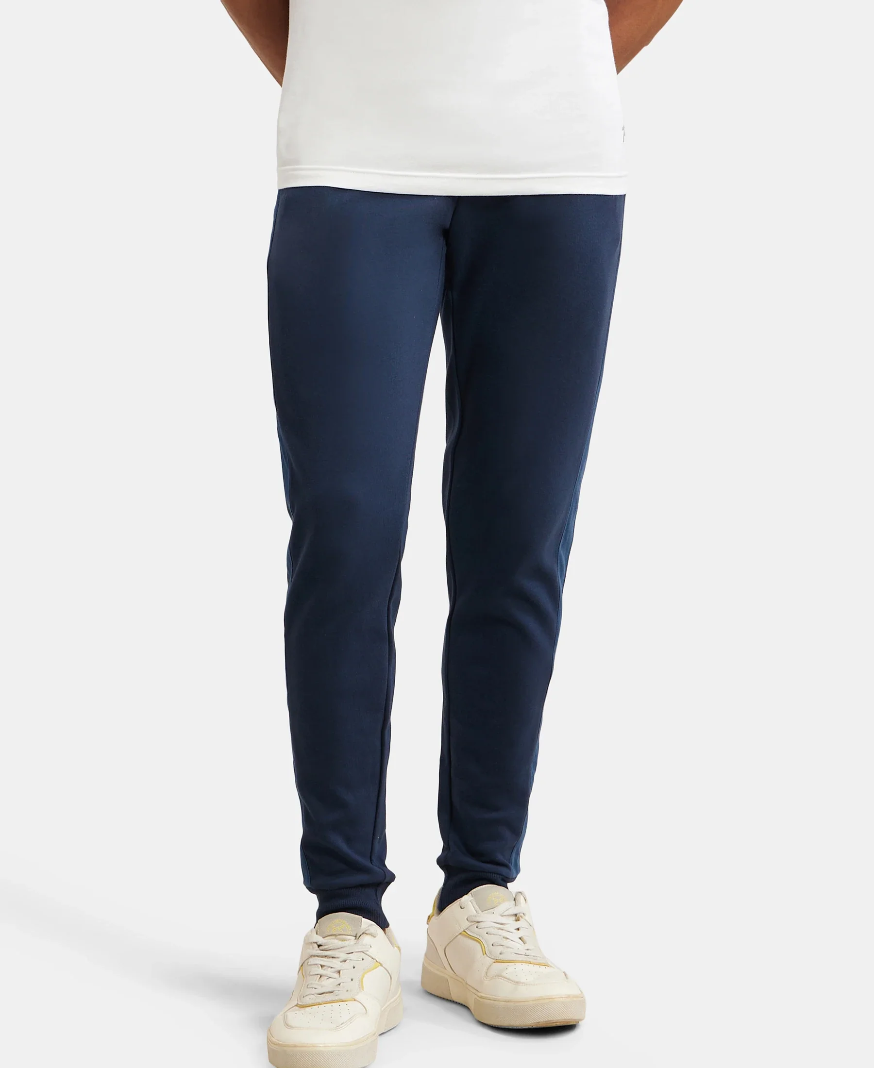 Super Combed Cotton Rich Slim Fit Jogger with Zipper Pockets - Navy - Image 5