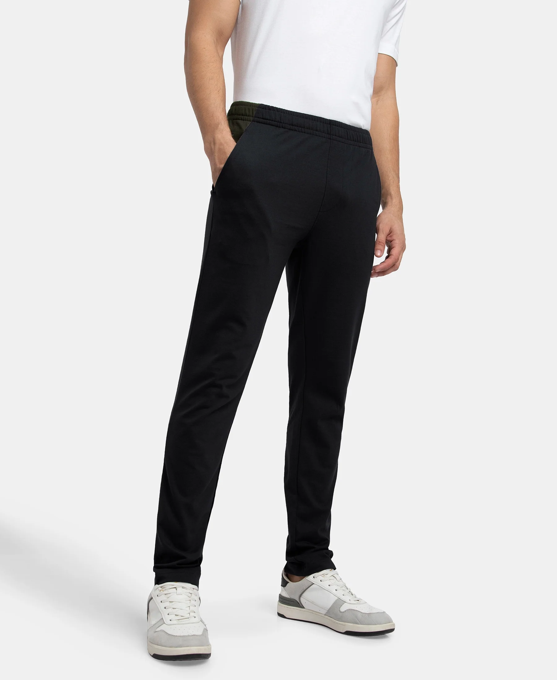Super Combed Cotton Rich Slim Fit Trackpant with Zipper Media Pocket - Black - Image 5
