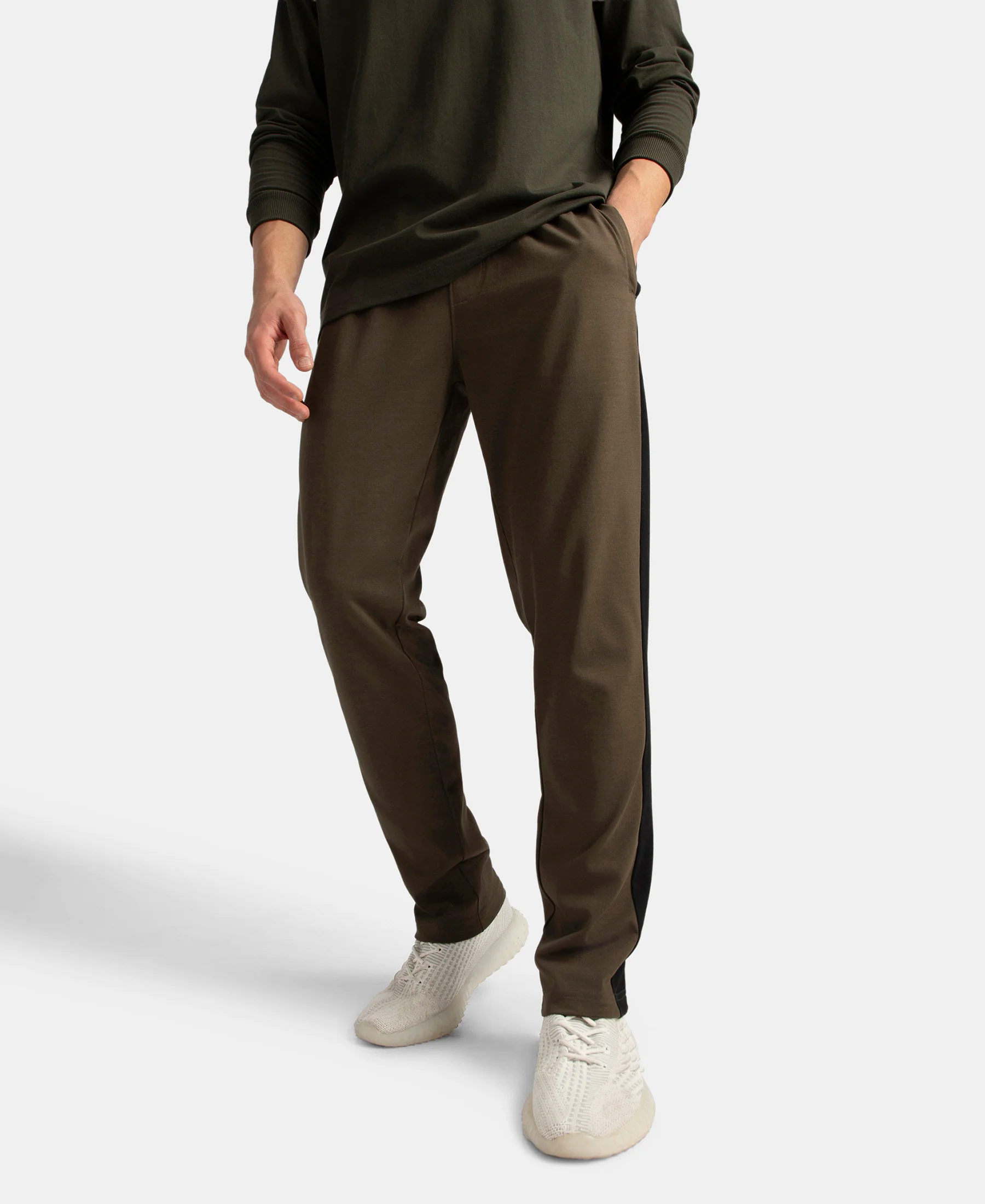 Super Combed Cotton Rich Slim Fit Trackpant with Zipper Media Pocket - Black Olive - Image 5
