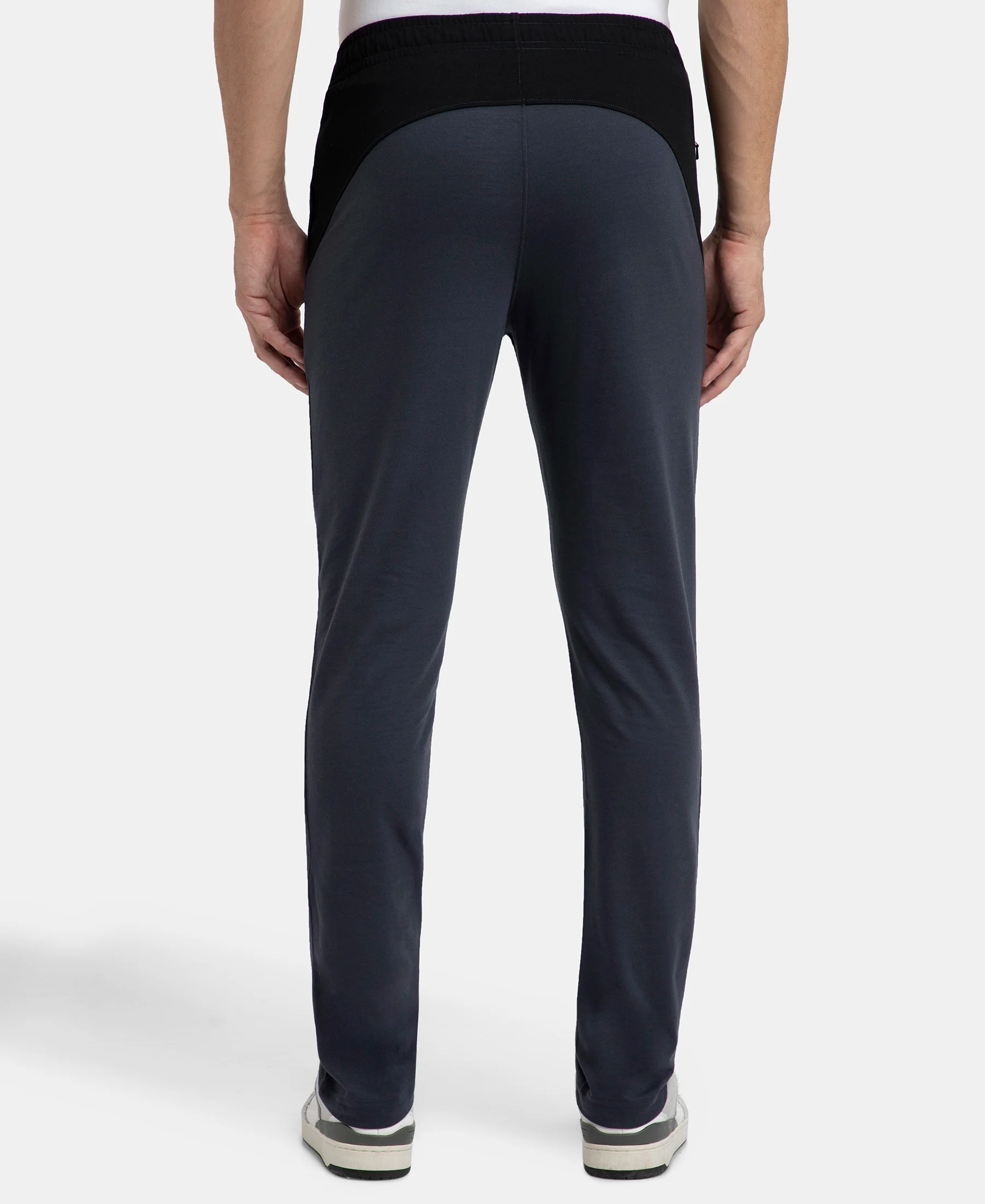 Super Combed Cotton Rich Slim Fit Trackpant with Zipper Media Pocket - Graphite - Image 3
