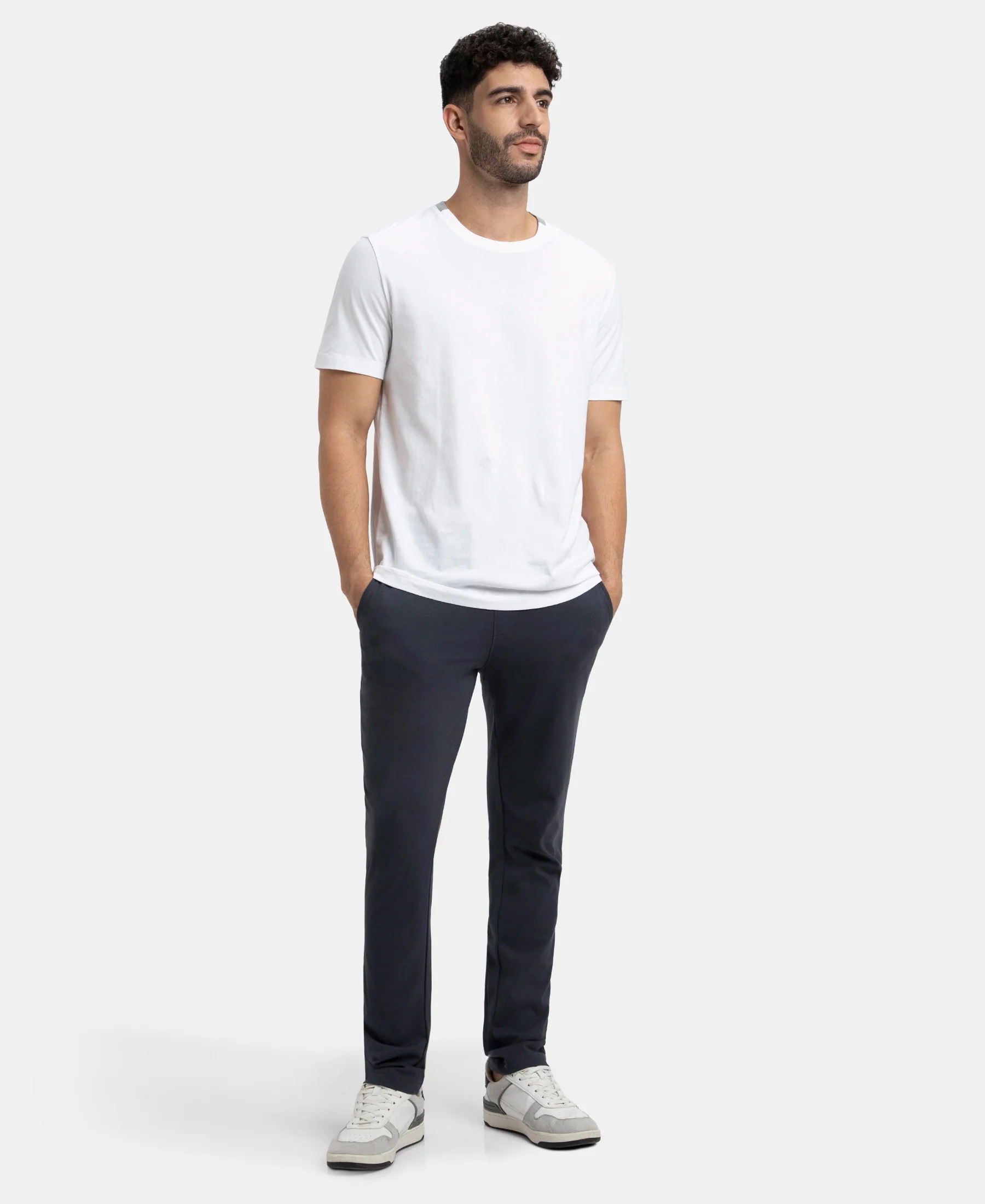 Super Combed Cotton Rich Slim Fit Trackpant with Zipper Media Pocket - Graphite - Image 4