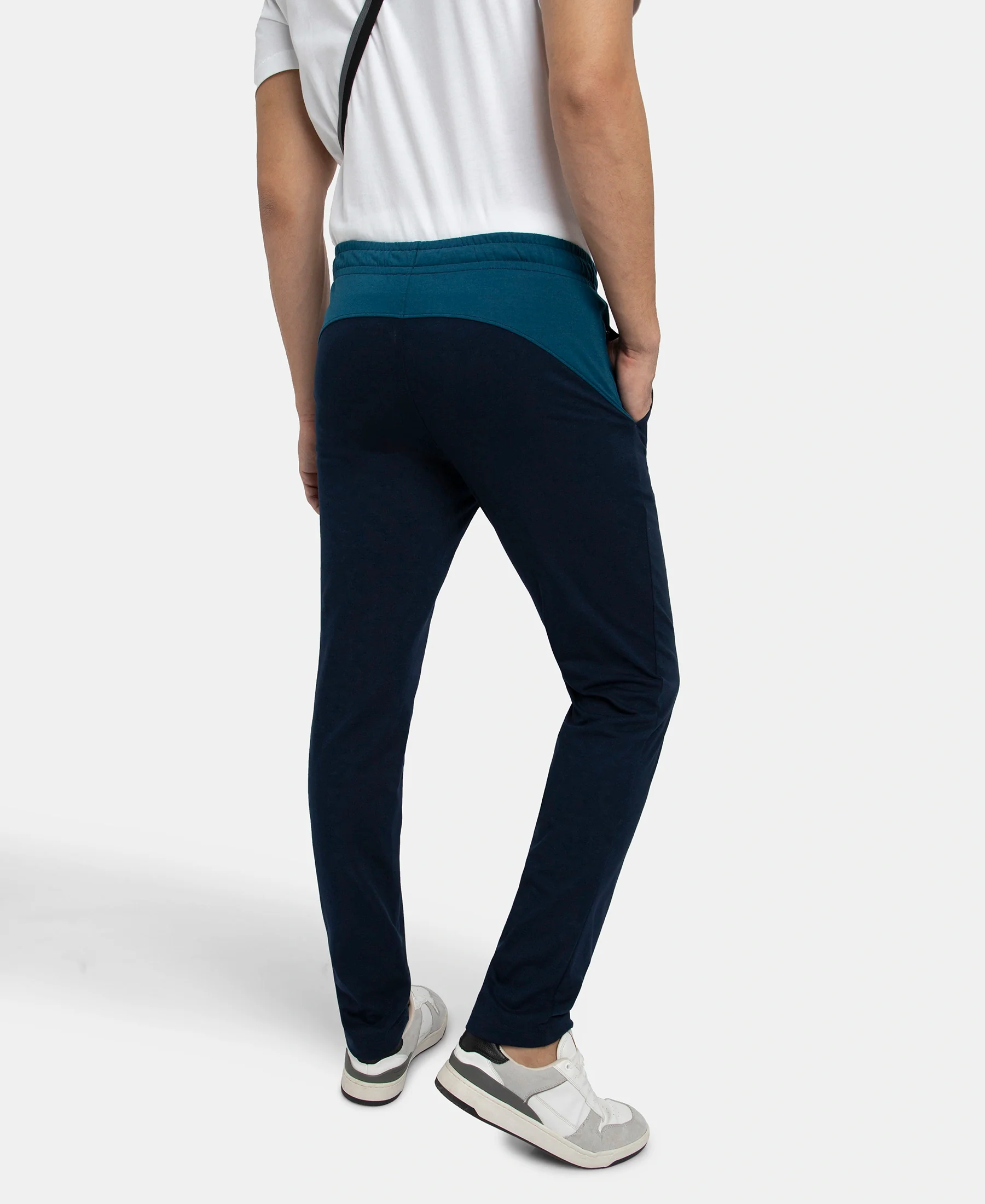 Super Combed Cotton Rich Slim Fit Trackpant with Zipper Media Pocket - Navy - Image 5