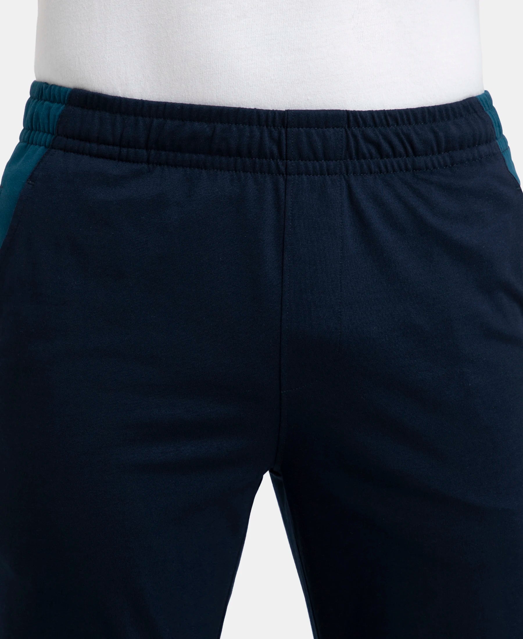 Super Combed Cotton Rich Slim Fit Trackpant with Zipper Media Pocket - Navy - Image 6