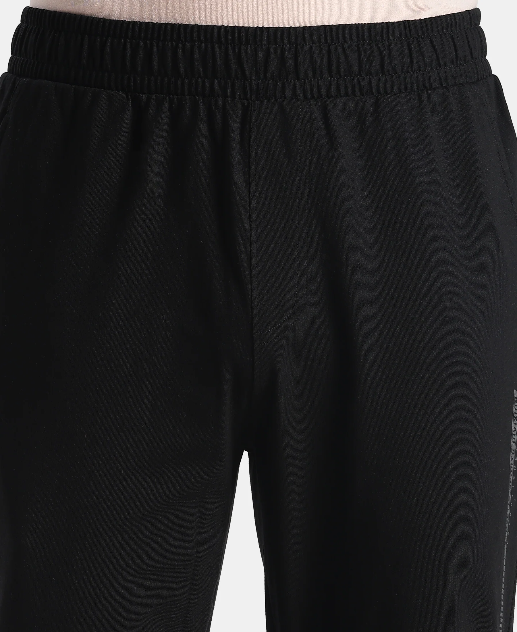 Super Combed Cotton Rich Straight Fit Trackpants with Side and Zipper Media Pockets - Black - Image 7