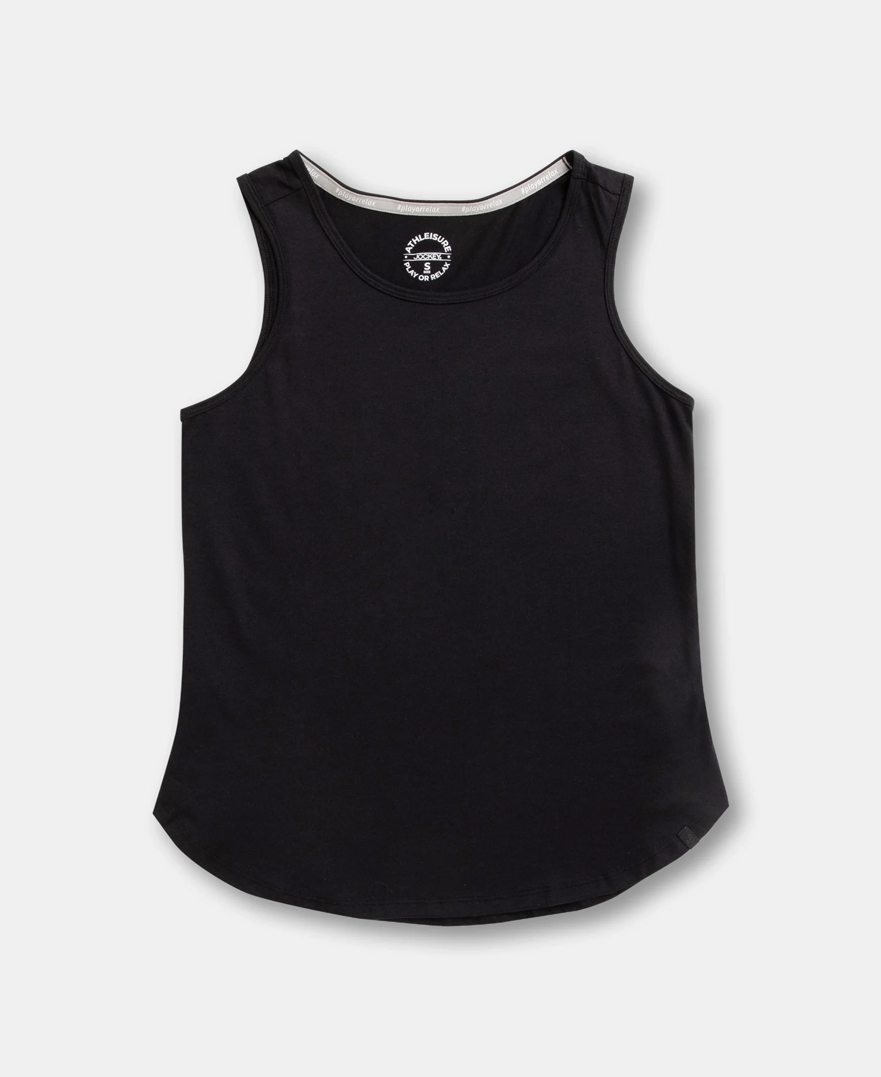 Super Combed Cotton Rich Solid Curved Hem Styled Tank Top - Black - Image 8