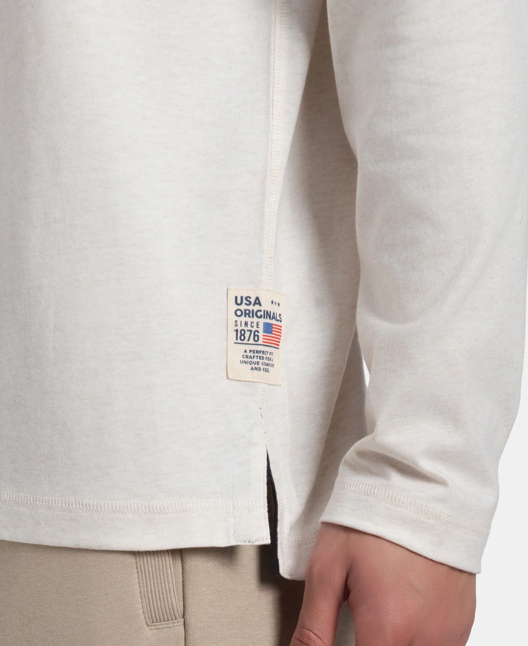 Super Combed Cotton Rich Solid Full Sleeve Henley T-Shirt - Ecru Melange - Image 8