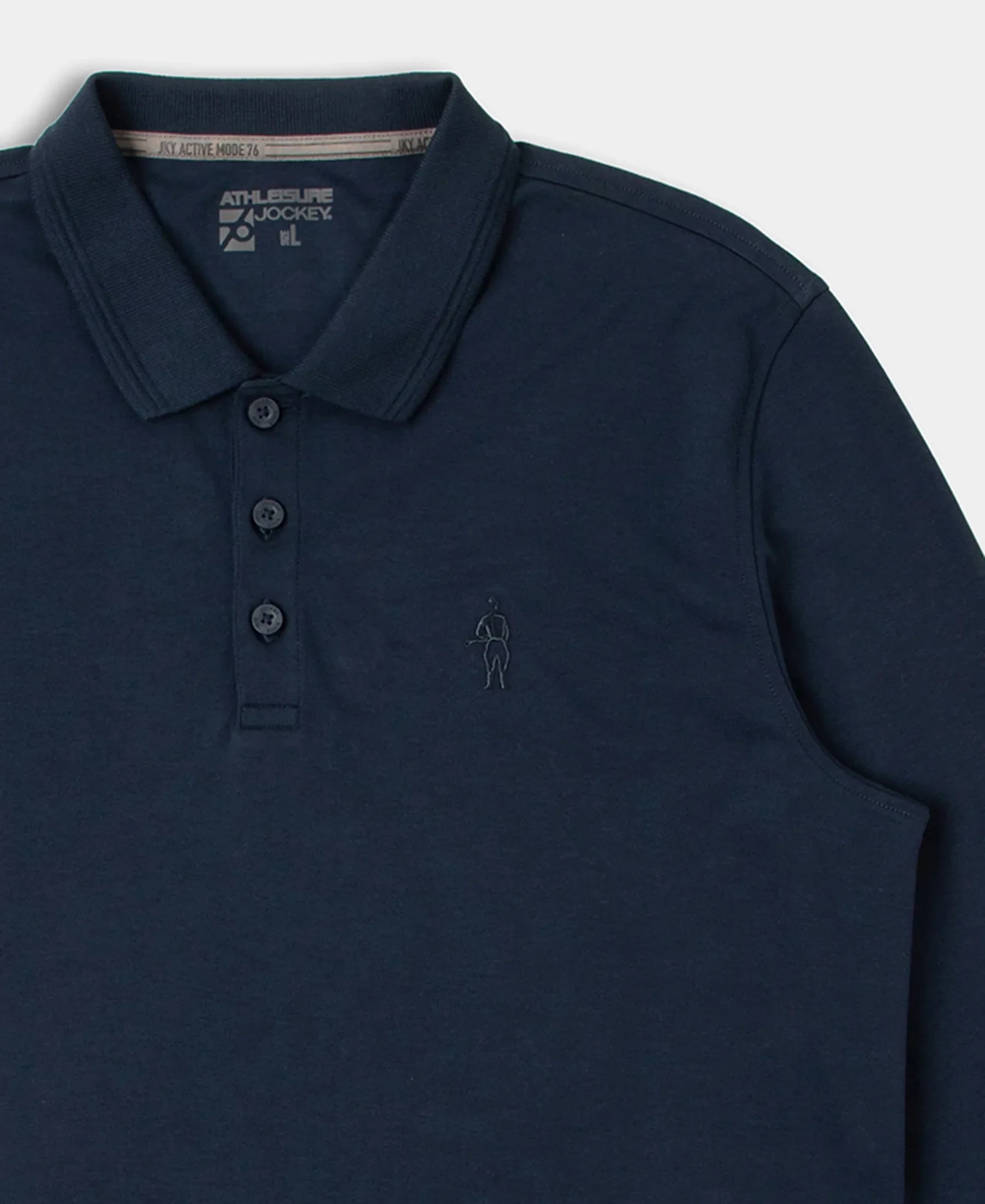 Super Combed Cotton Rich Solid Full Sleeve Polo T-Shirt with Ribbed Cuffs - Navy - Image 7