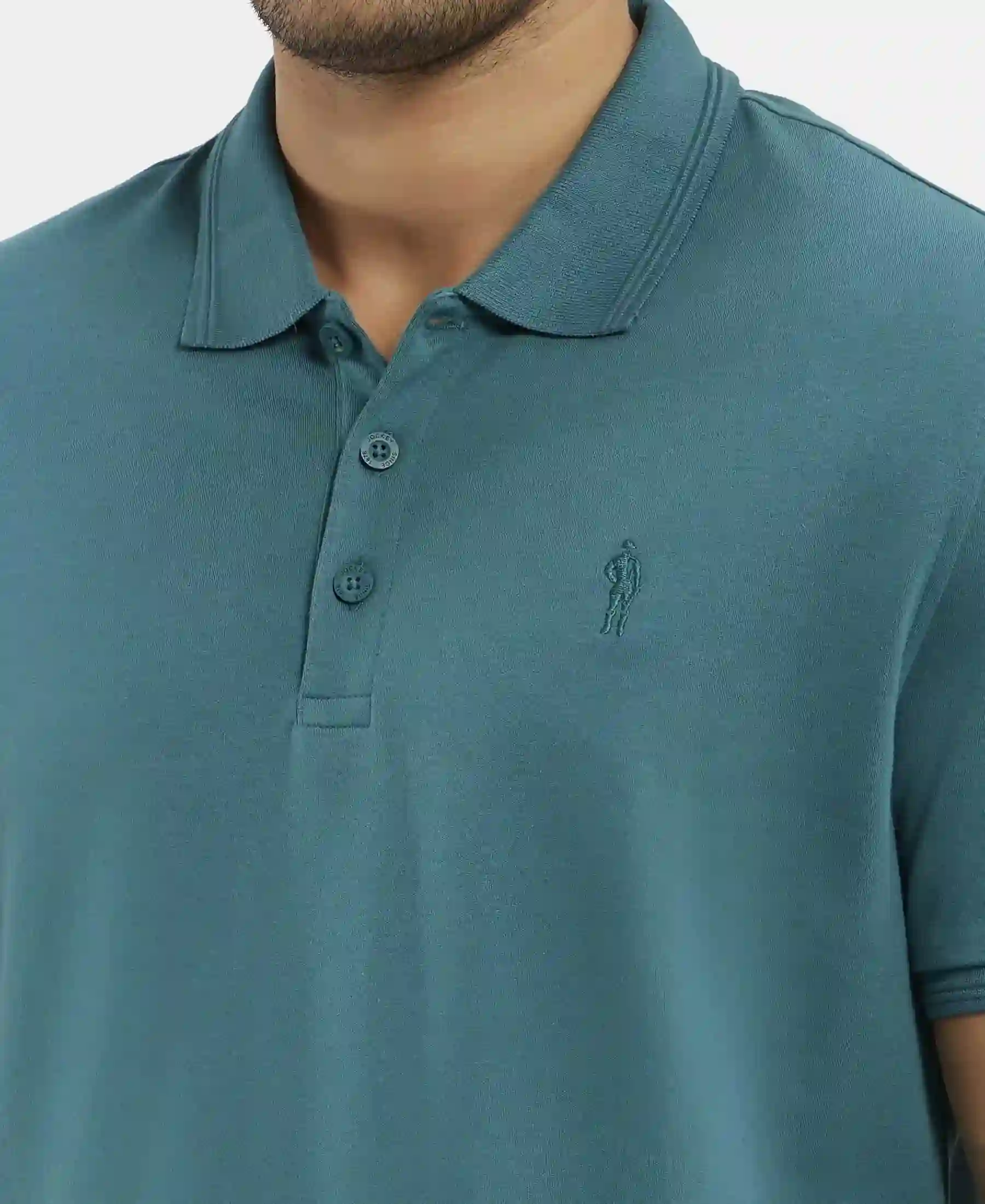 Super Combed Cotton Rich Solid Half Sleeve Polo T-Shirt - Pacific Green - Image 7