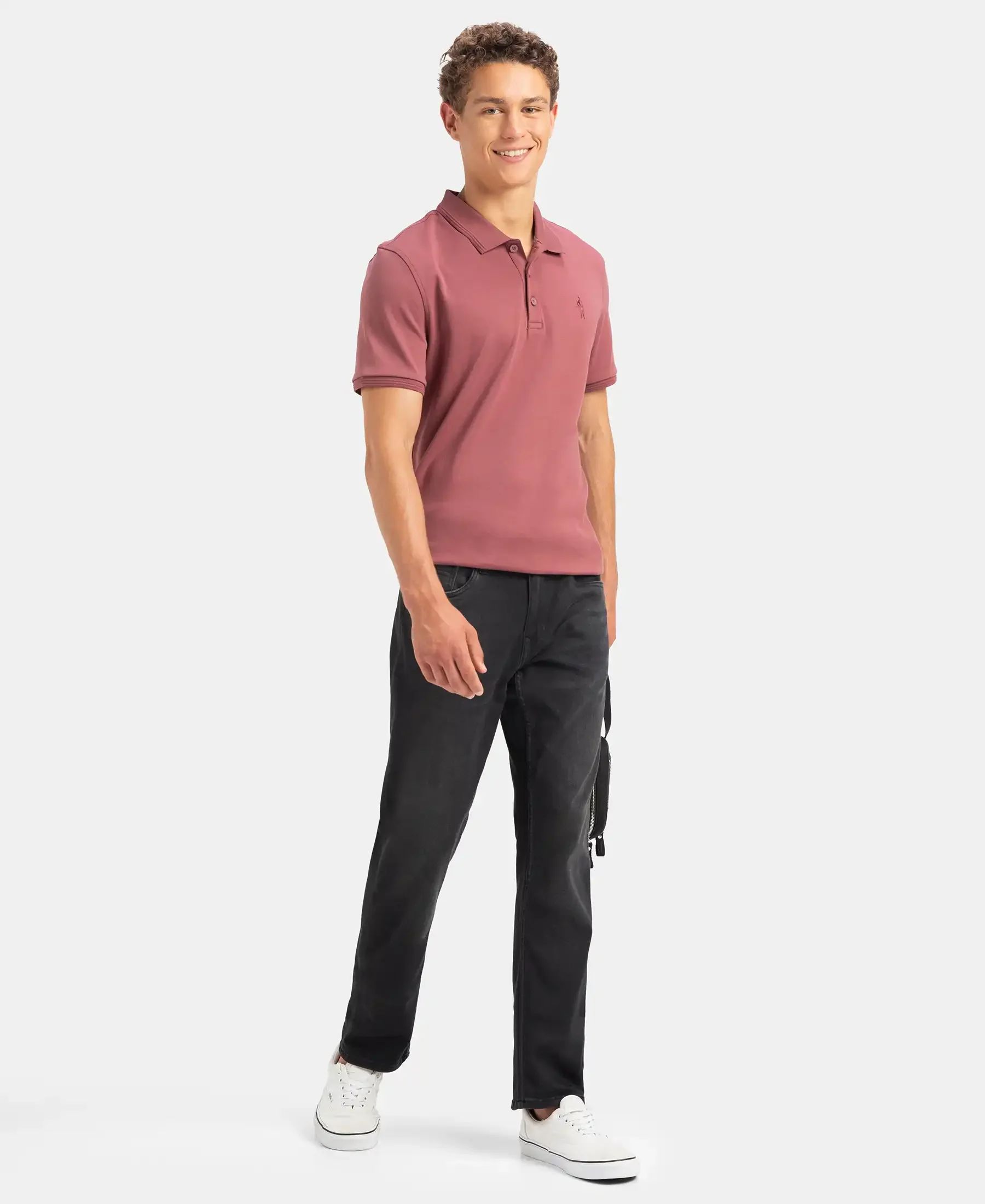 Super Combed Cotton Rich Solid Half Sleeve Polo T-Shirt - Wild Ginger - Image 4