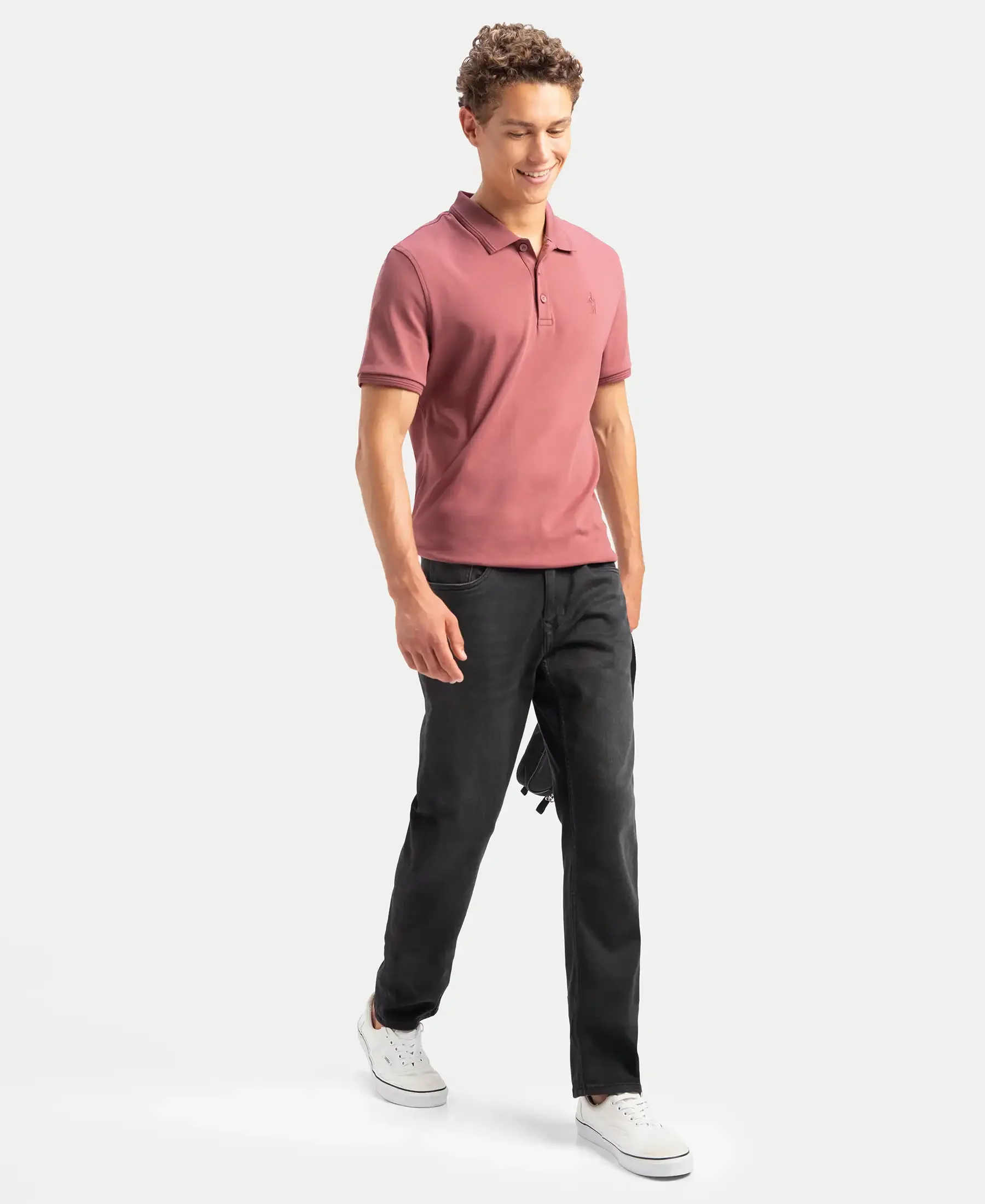 Super Combed Cotton Rich Solid Half Sleeve Polo T-Shirt - Wild Ginger - Image 6
