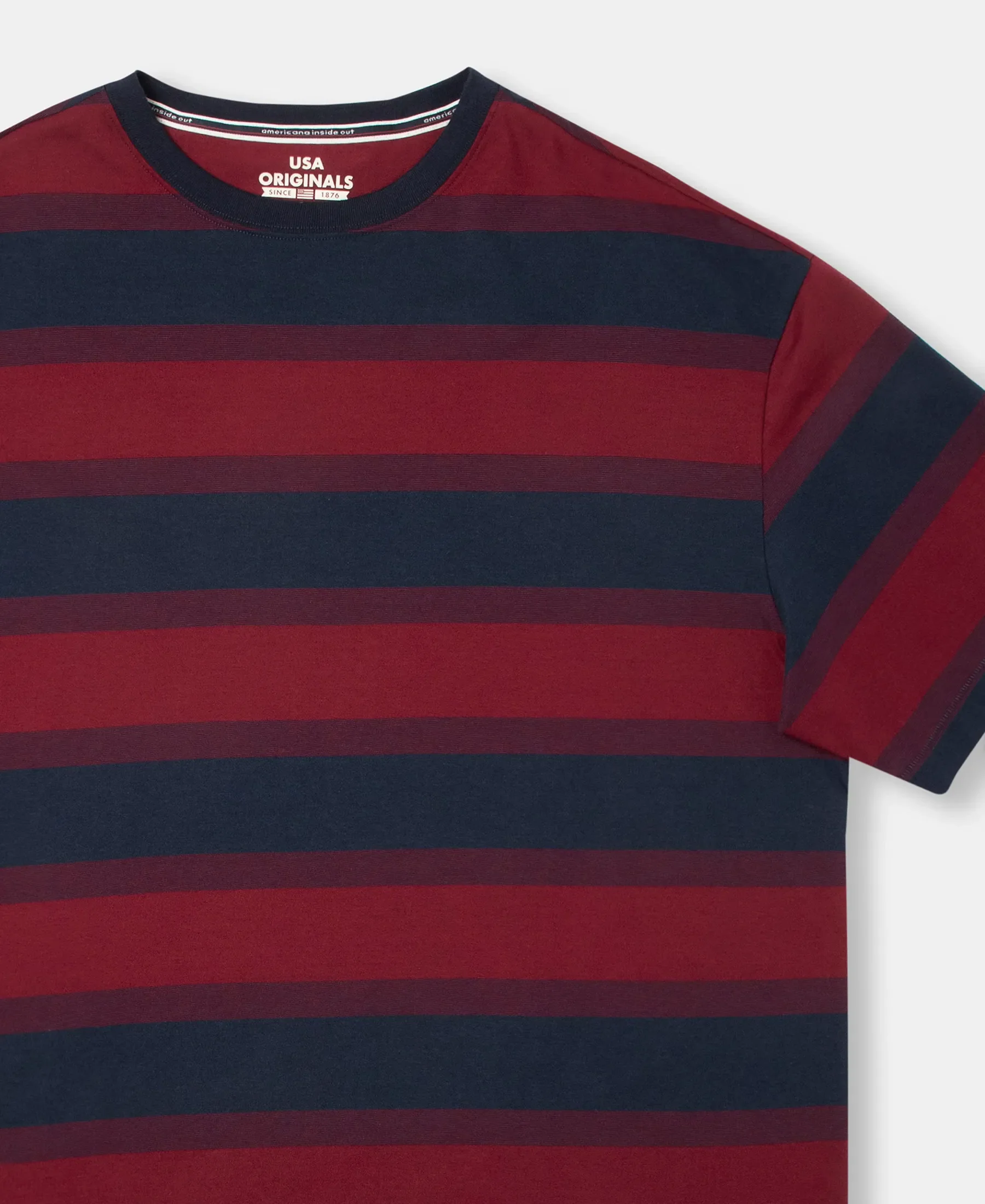 Super Combed Cotton Rich Striped Oversized T-Shirt - Deep Red & Navy - Image 8