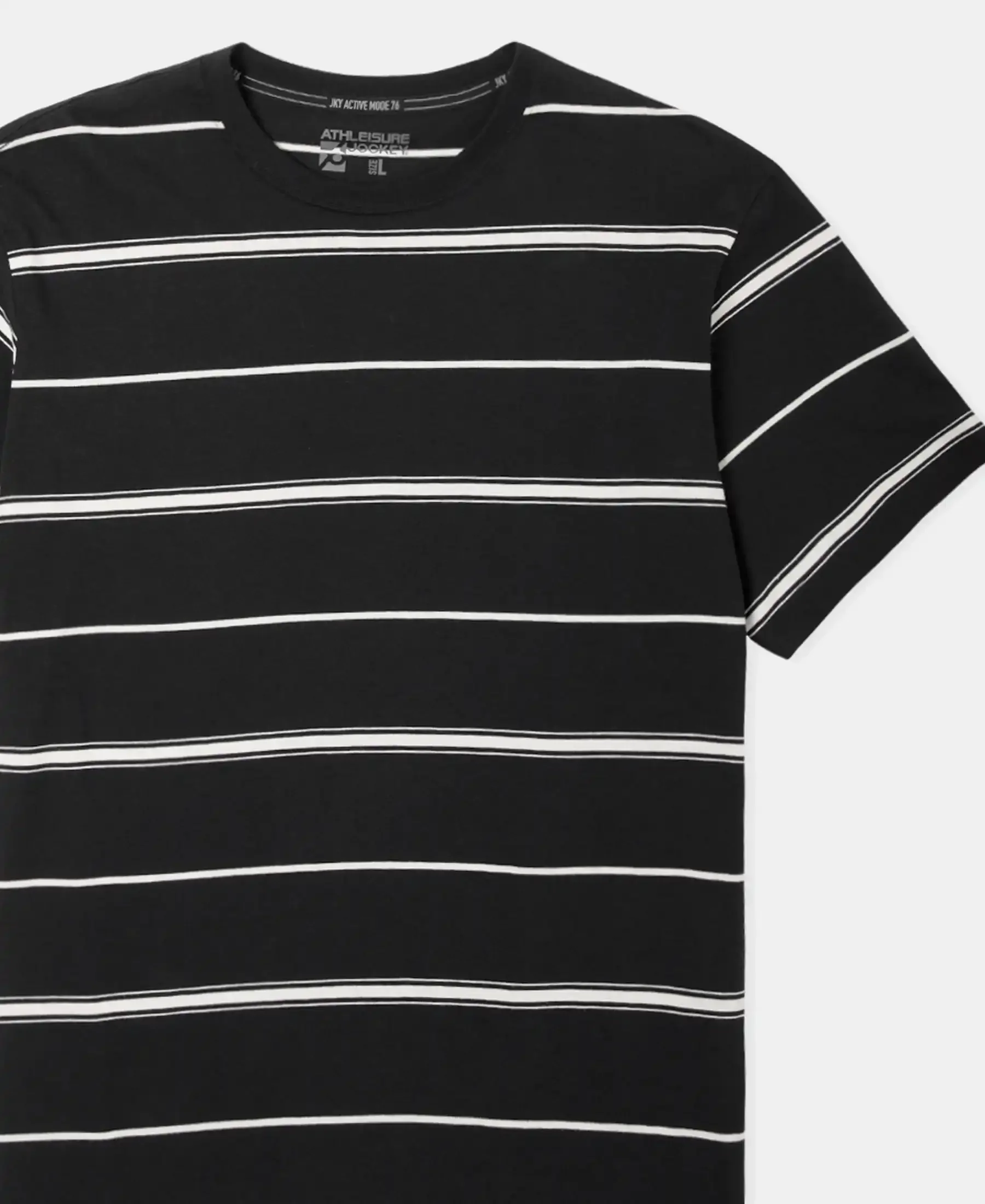 Super Combed Cotton Rich Striped Round Neck Half Sleeve T-Shirt - Black & Ecru - Image 9