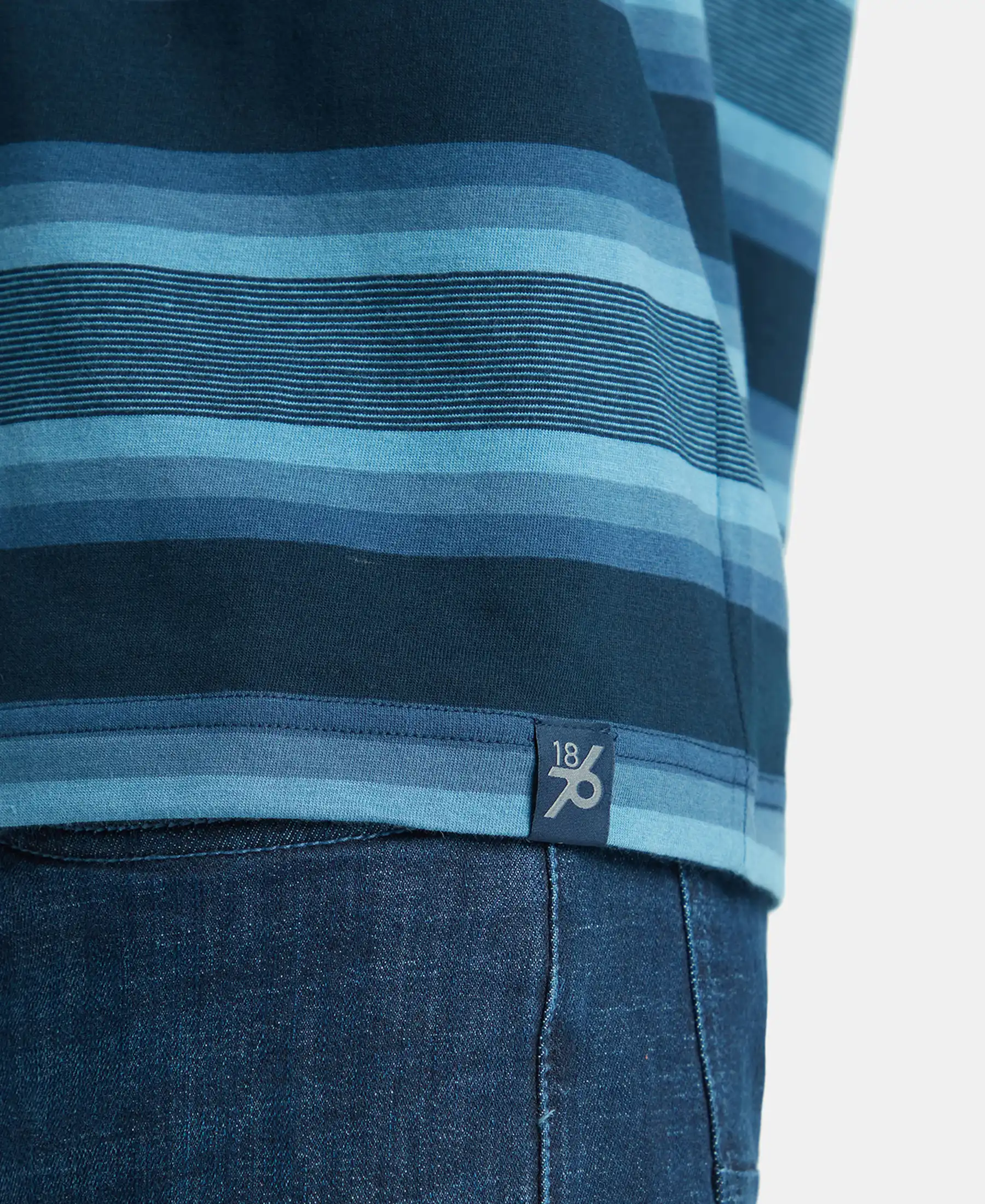 Super Combed Cotton Rich Striped Round Neck Half Sleeve T-Shirt - Navy, Insignia Blue & Stellar - Image 8