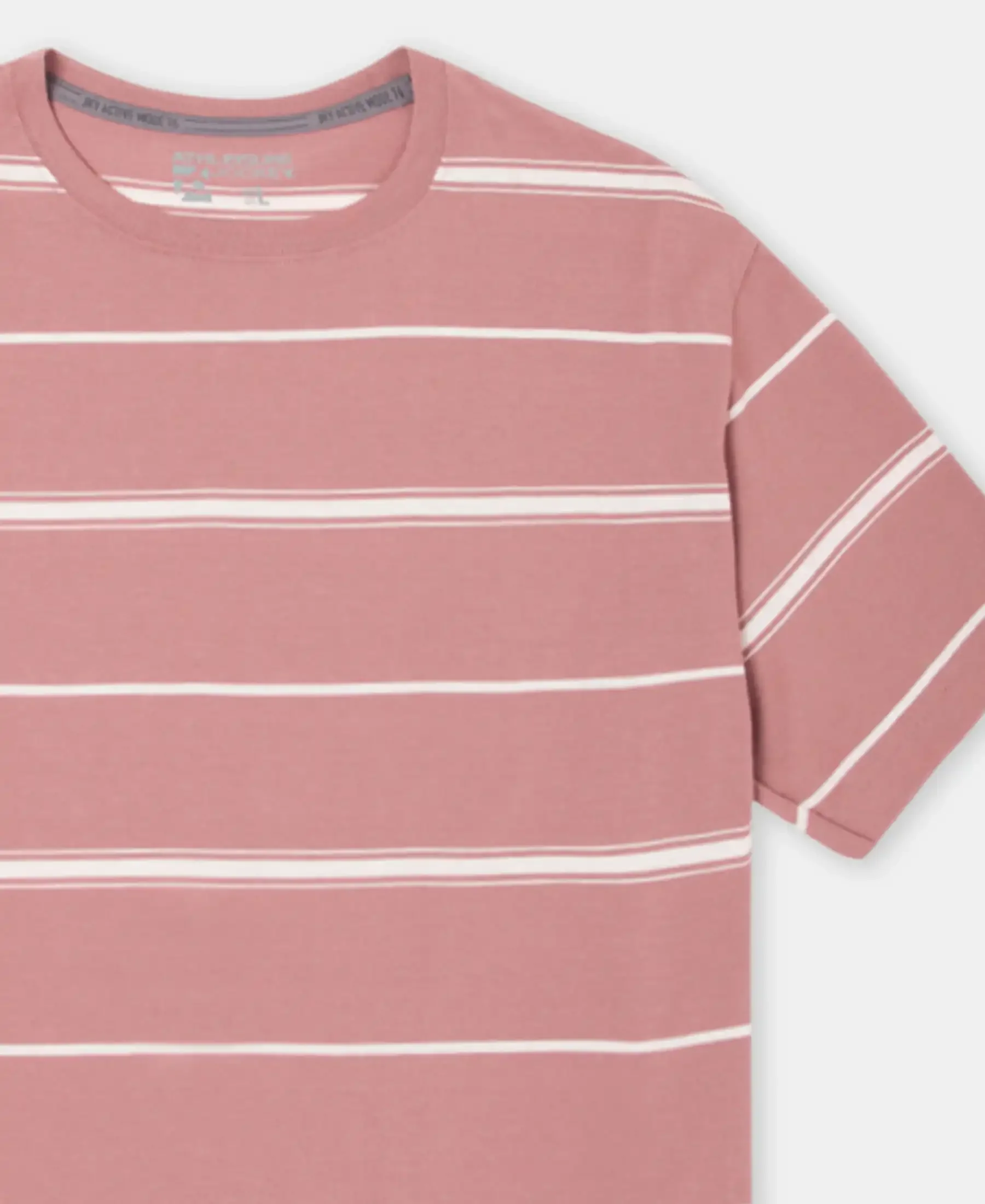 Super Combed Cotton Rich Striped Round Neck Half Sleeve T-Shirt - Wild Ginger & Ecru - Image 8